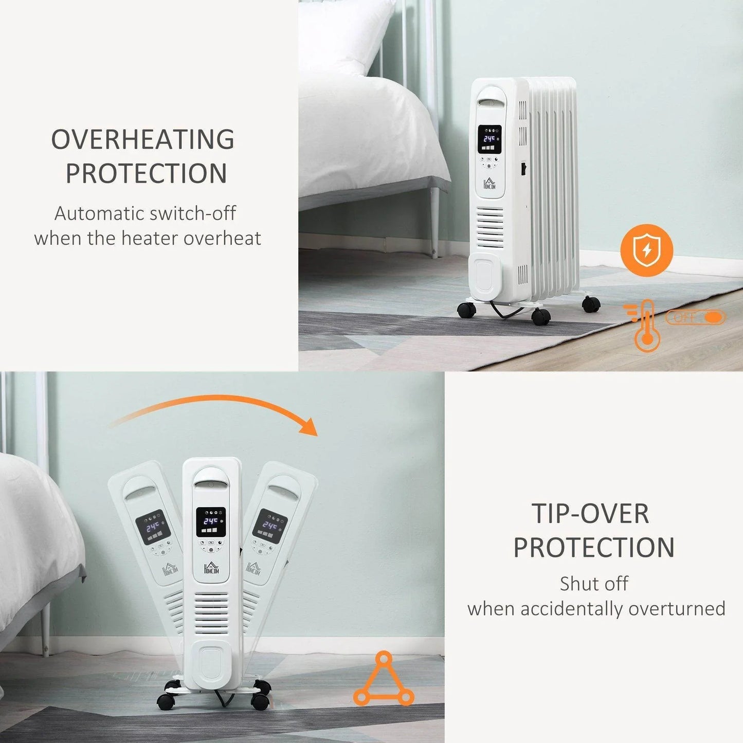 HOMCOM 1630W Portable Electric Heater with Remote Control - ALL4U RETAILER LTD