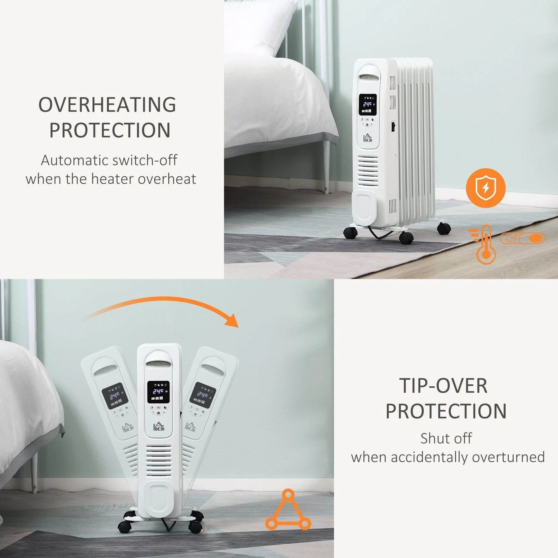 HOMCOM 1630W Portable Electric Heater with Remote Control - ALL4U RETAILER LTD