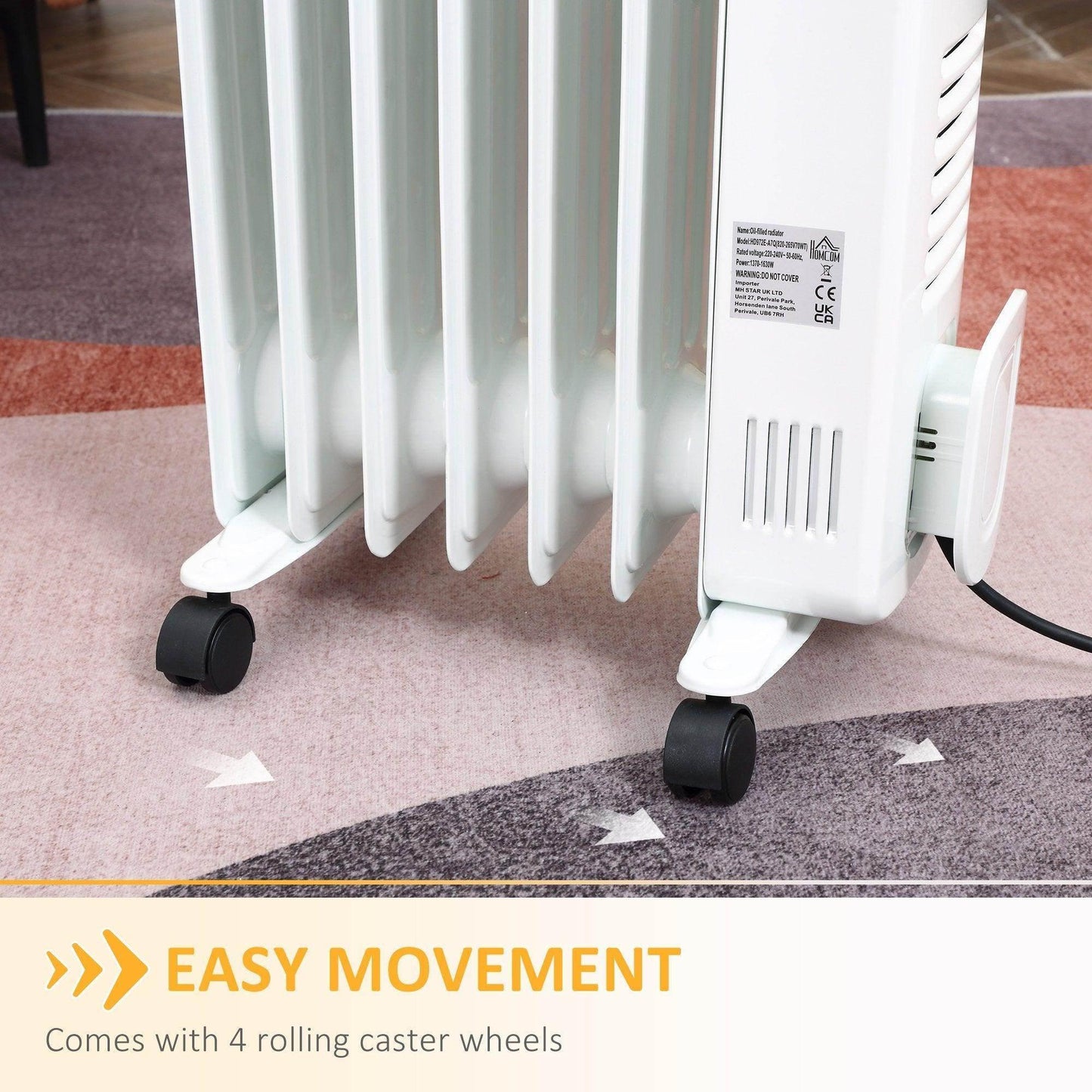 HOMCOM 1630W Portable Electric Heater with Remote Control - ALL4U RETAILER LTD