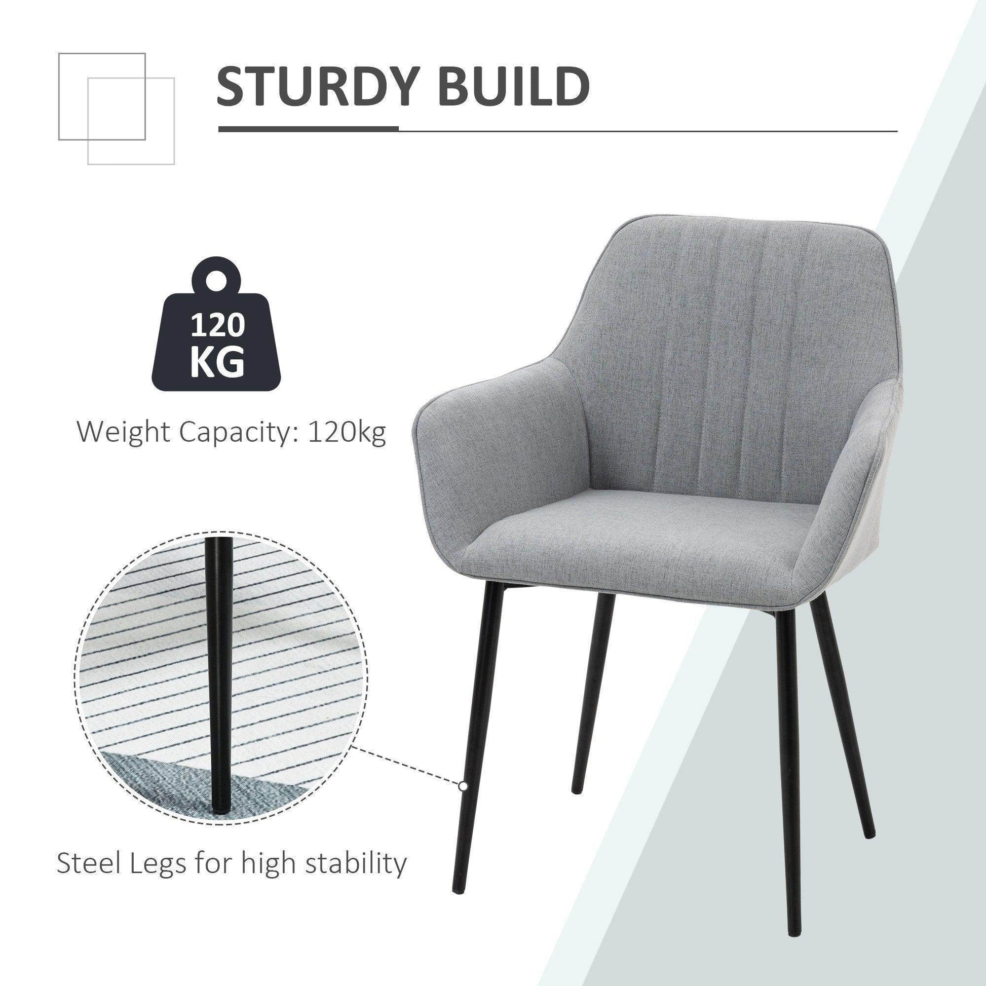 HOMCOM 2-Pack Light Grey Linen Dining Chairs - ALL4U RETAILER LTD