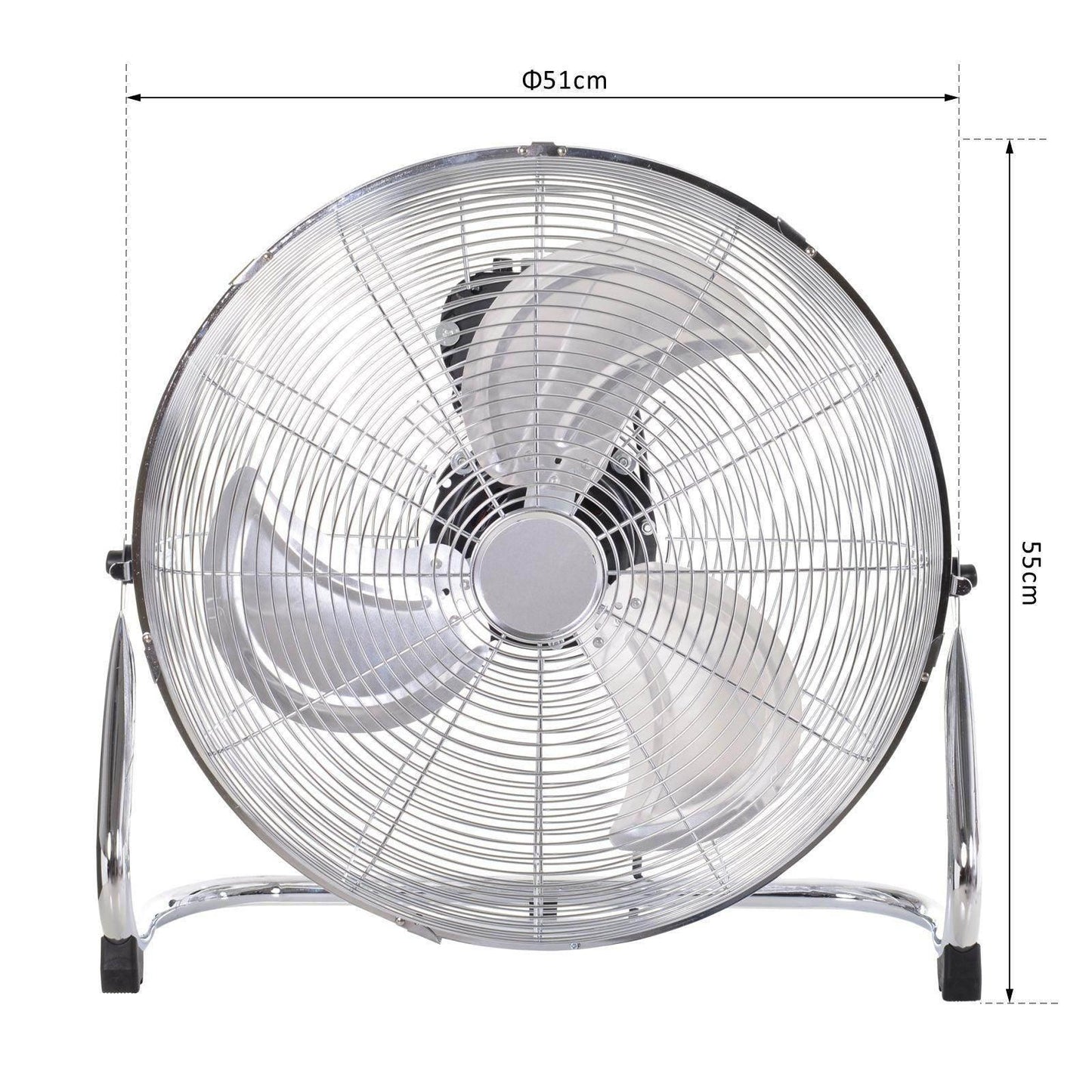 HOMCOM 20 Chrome Silver Adjustable Floor Fan - ALL4U RETAILER LTD
