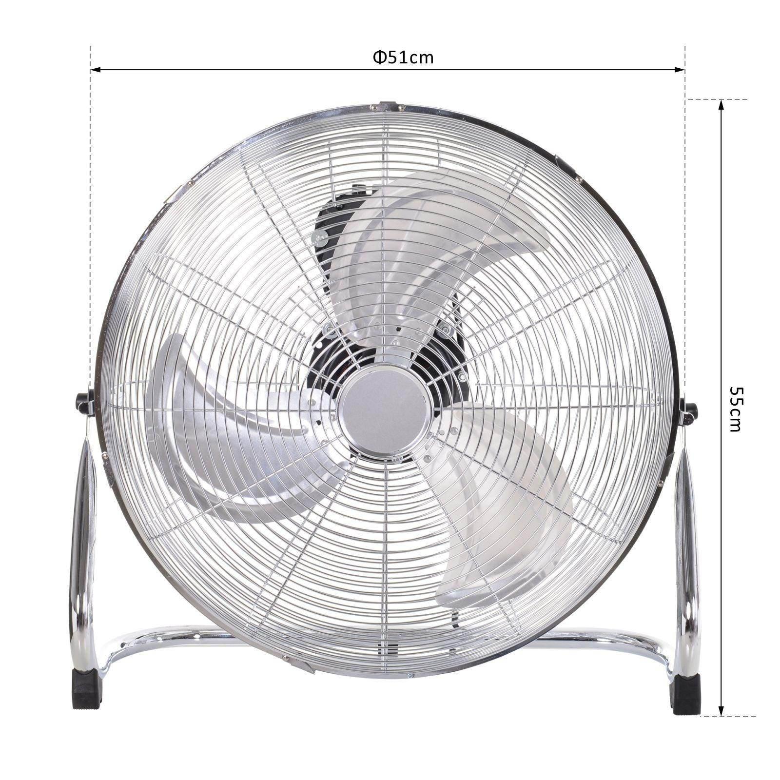 HOMCOM 20 Chrome Silver Adjustable Floor Fan - ALL4U RETAILER LTD