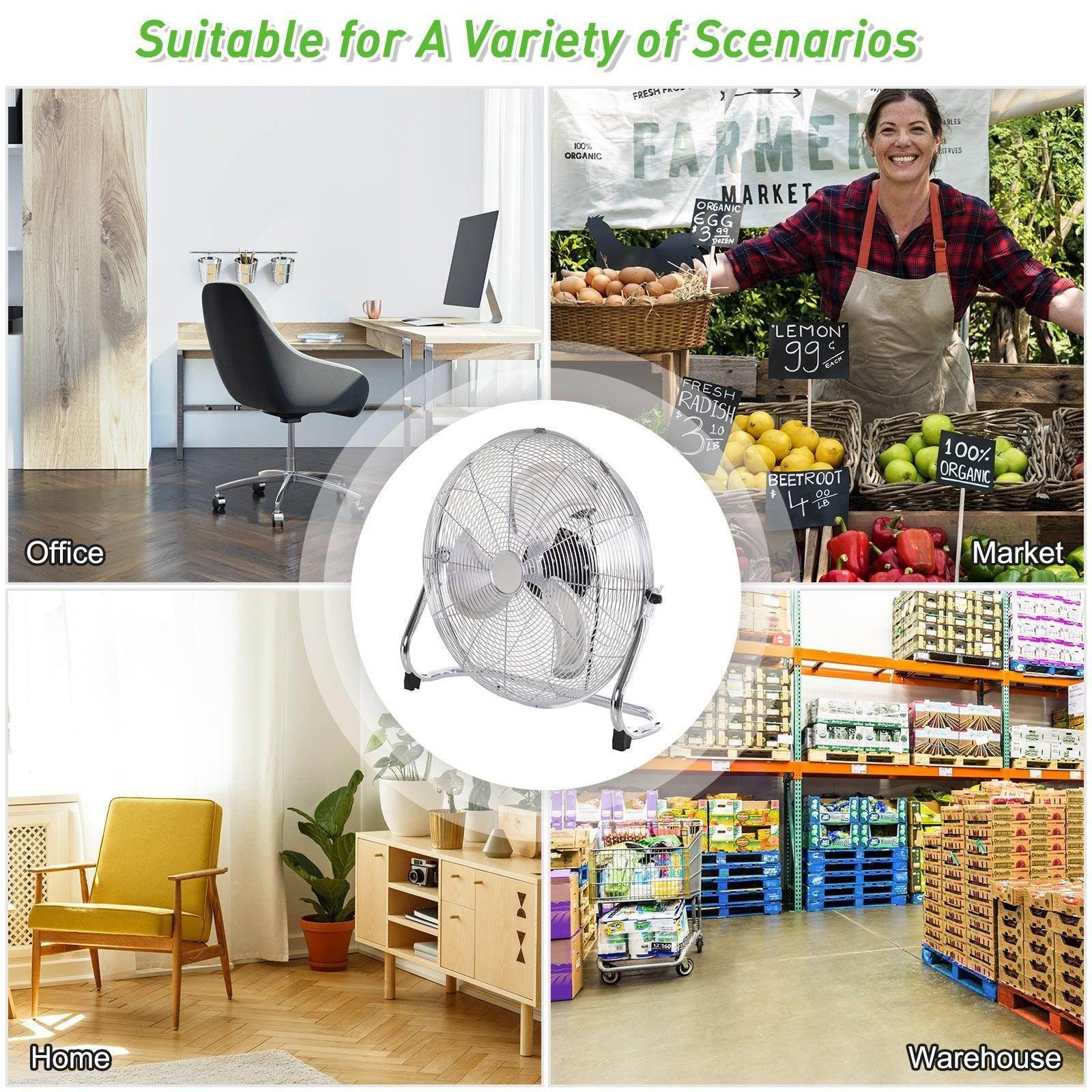 HOMCOM 20 Chrome Silver Adjustable Floor Fan - ALL4U RETAILER LTD