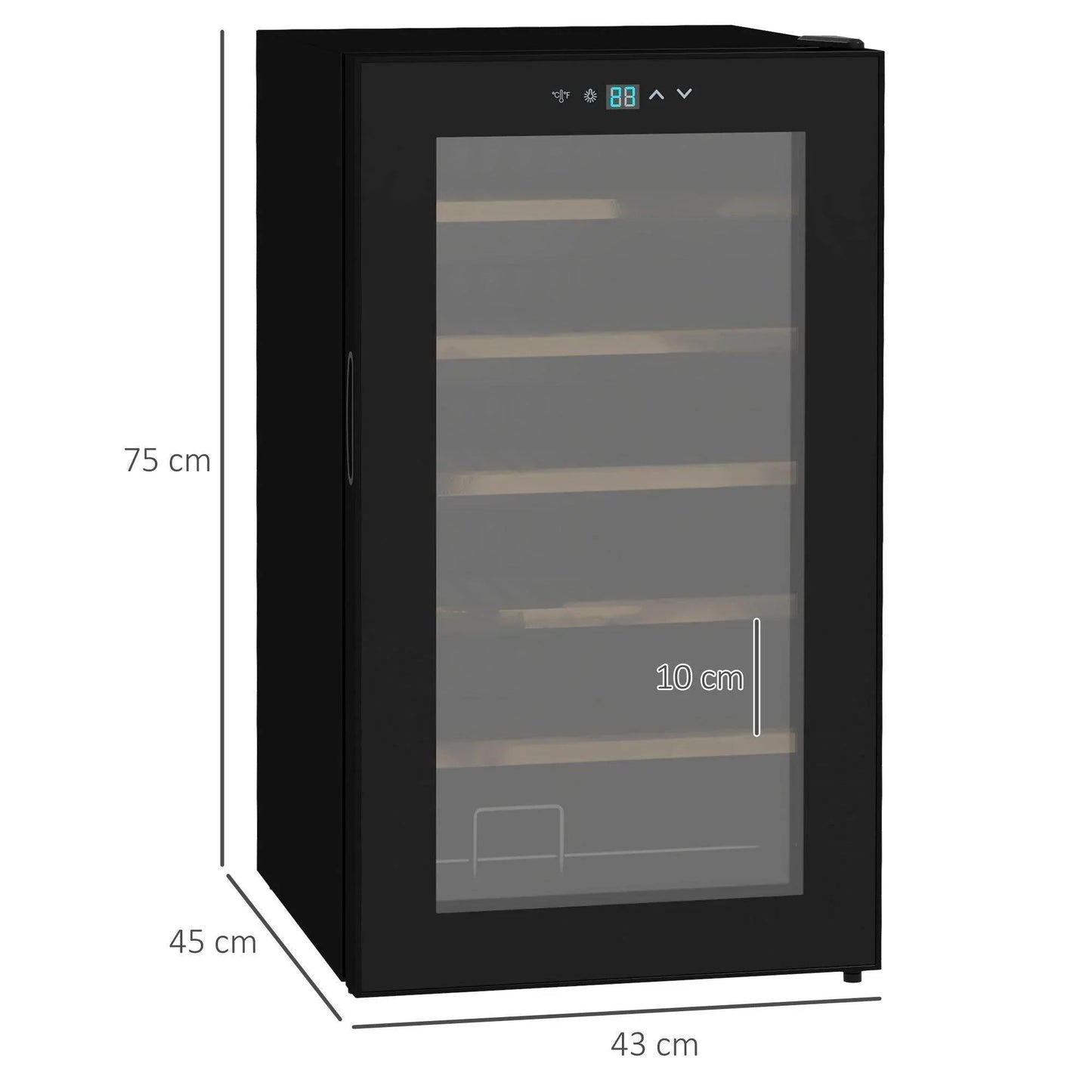 HOMCOM 24 Bottles Wine Fridge with Glass Door Digital Touch Screen Control LED Light - ALL4U RETAILER LTD