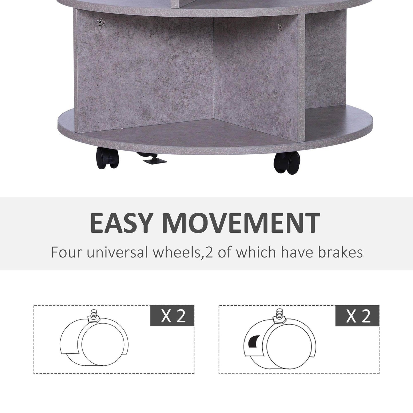 HOMCOM 2 Tier Round Side Table - Cement - ALL4U RETAILER LTD