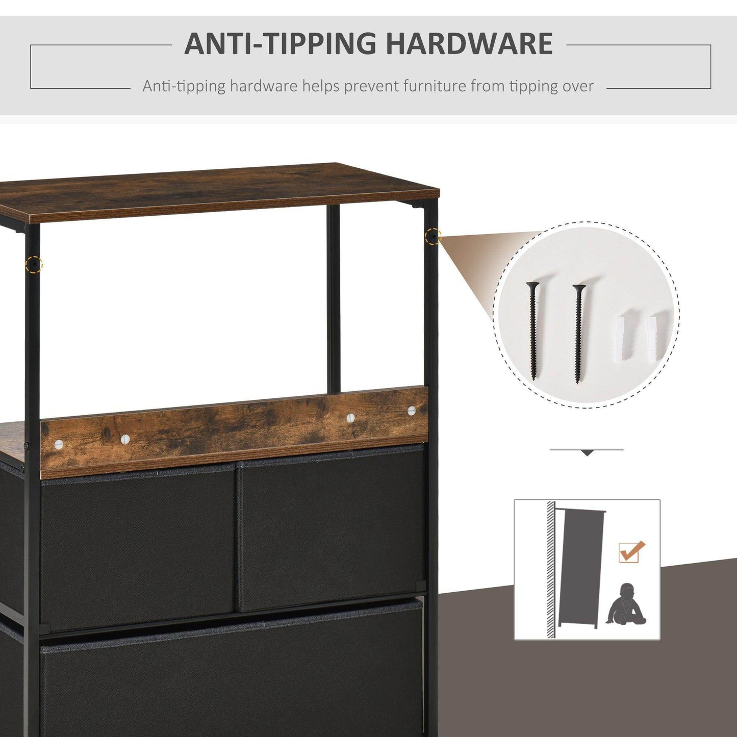 HOMCOM 3-Drawer Storage Cabinet - ALL4U RETAILER LTD