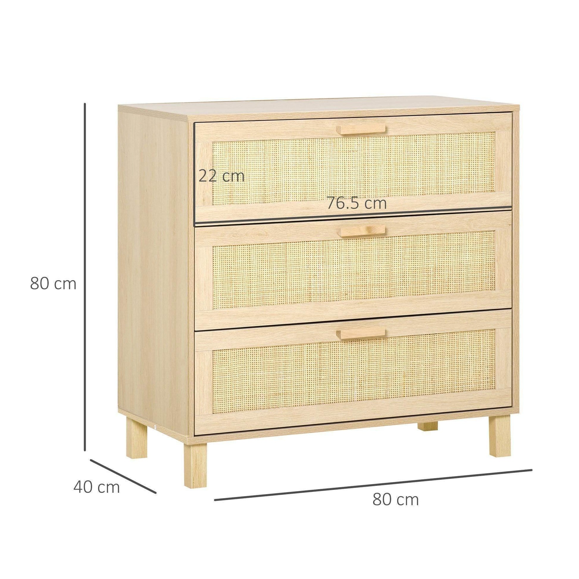 HOMCOM 3-Drawer Wooden Storage Unit - ALL4U RETAILER LTD