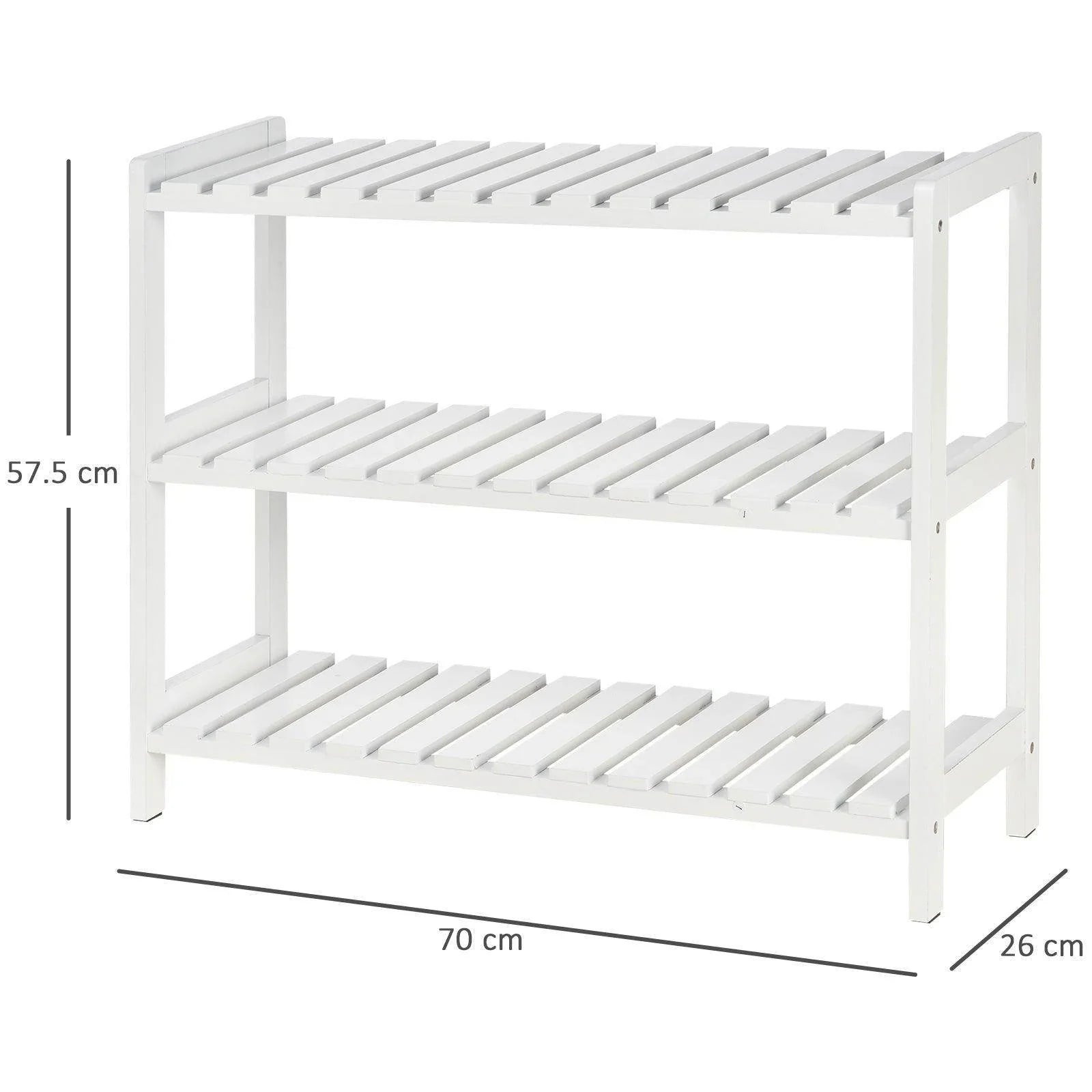HOMCOM 3-Tier Shoe Rack - Spacious Wood Frame Storage - ALL4U RETAILER LTD