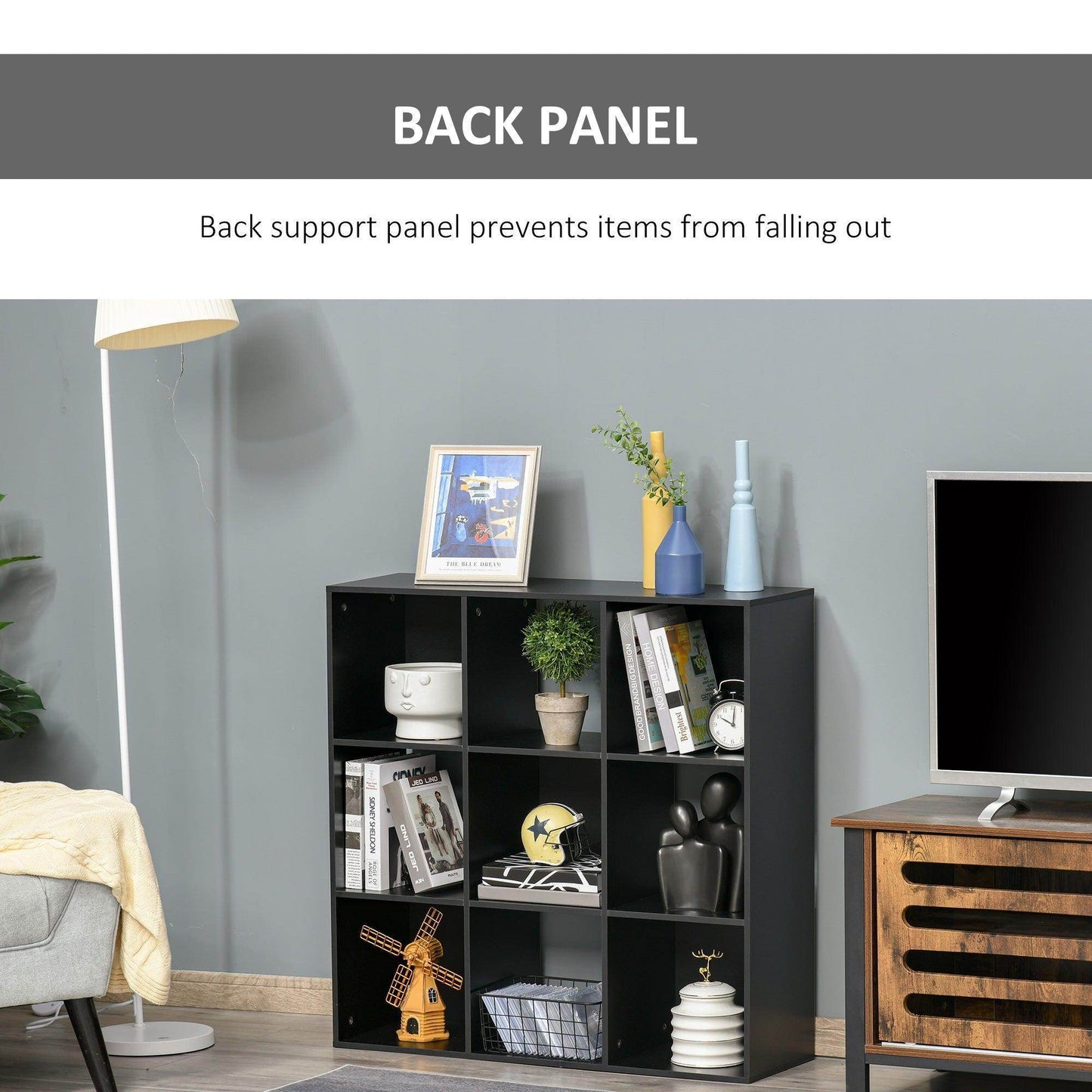 HOMCOM 3-Tier Storage Unit - Black Cube Organiser - ALL4U RETAILER LTD