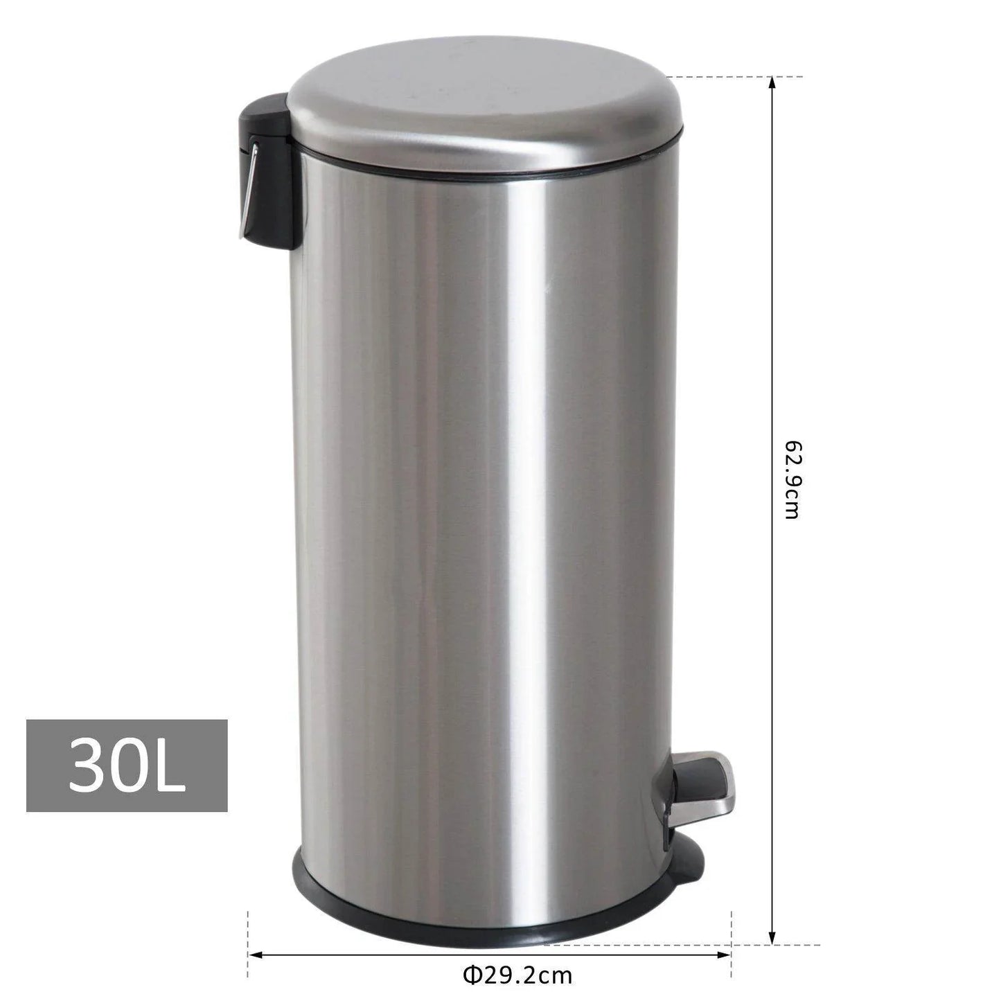 HOMCOM 30L Stainless Steel Kitchen Pedal Bin - ALL4U RETAILER LTD