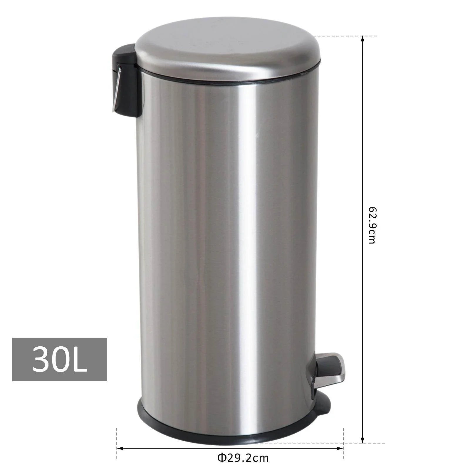 HOMCOM 30L Stainless Steel Kitchen Pedal Bin - ALL4U RETAILER LTD