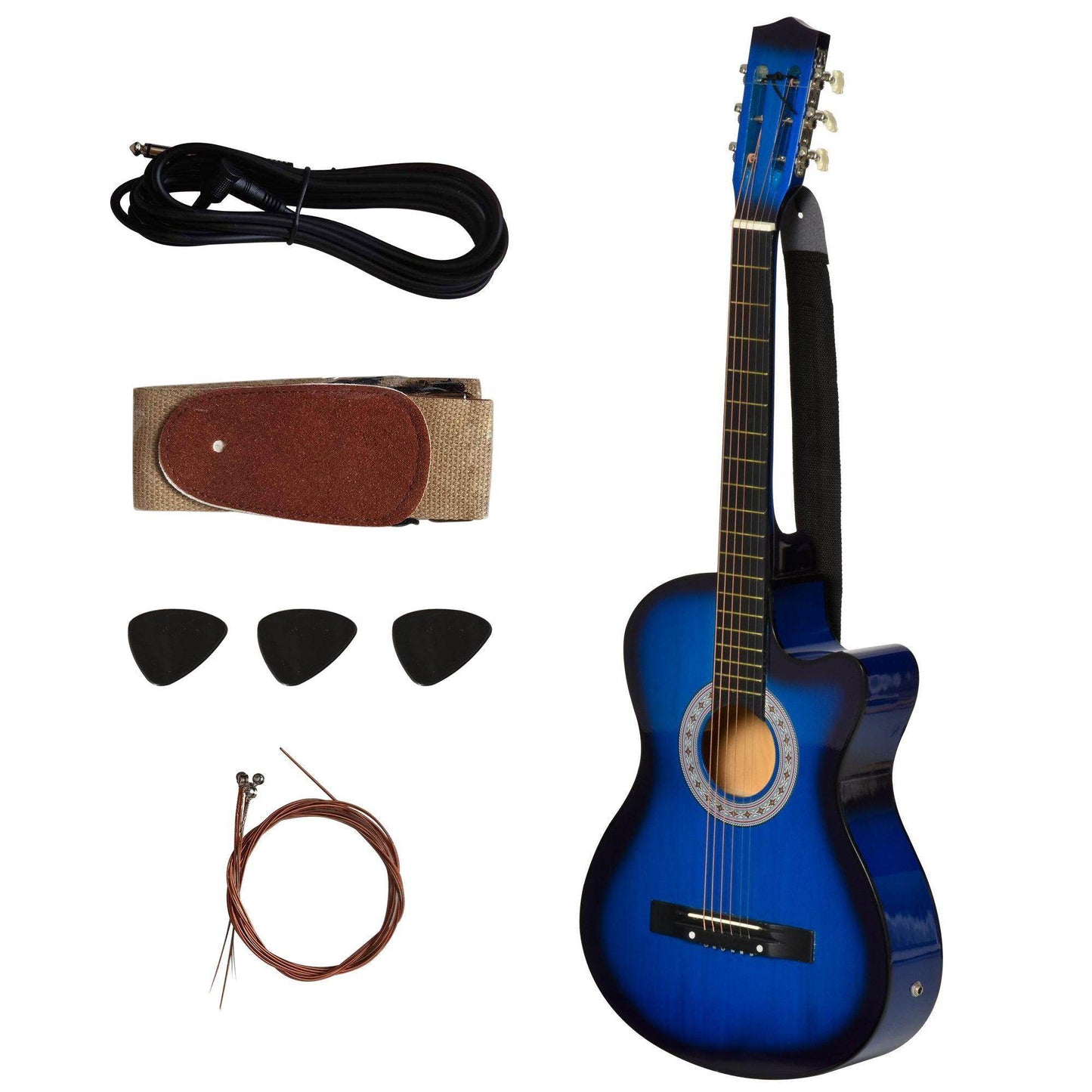 HOMCOM 38in Acoustic Electric Guitar - Gloss Finish - ALL4U RETAILER LTD