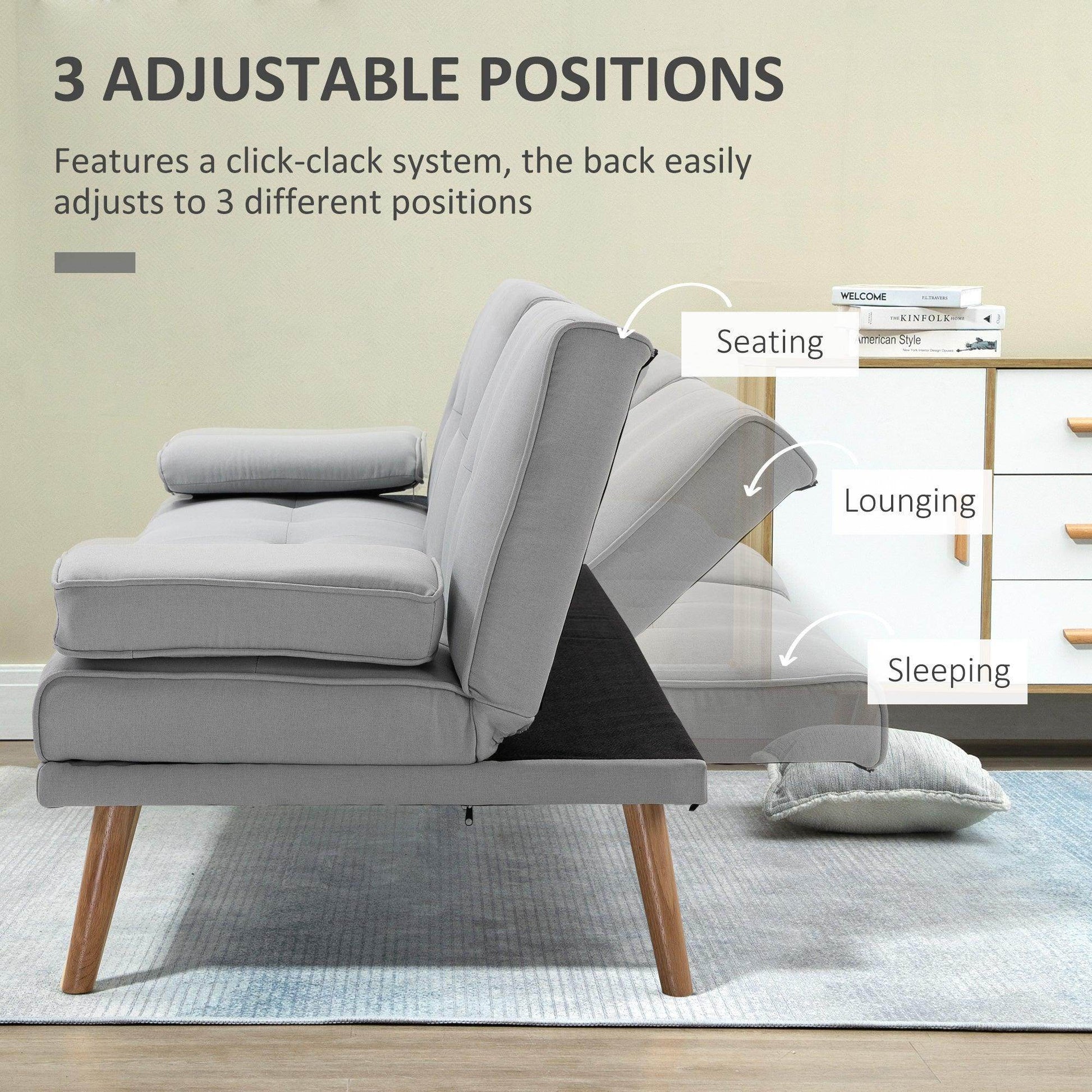 HOMCOM 3 Seater Sofa Bed Scandi Style Recliner Adjustable Back Middle Table - ALL4U RETAILER LTD