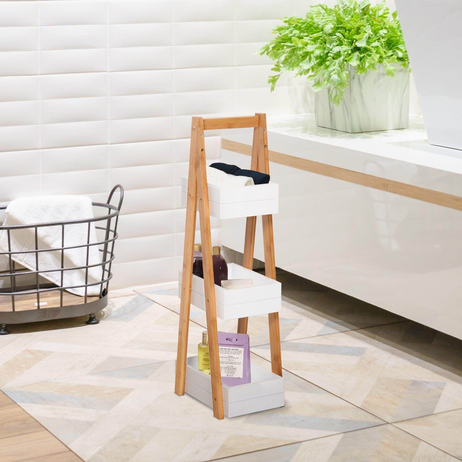 HOMCOM 3 Tier A-Frame Shower Caddy - ALL4U RETAILER LTD