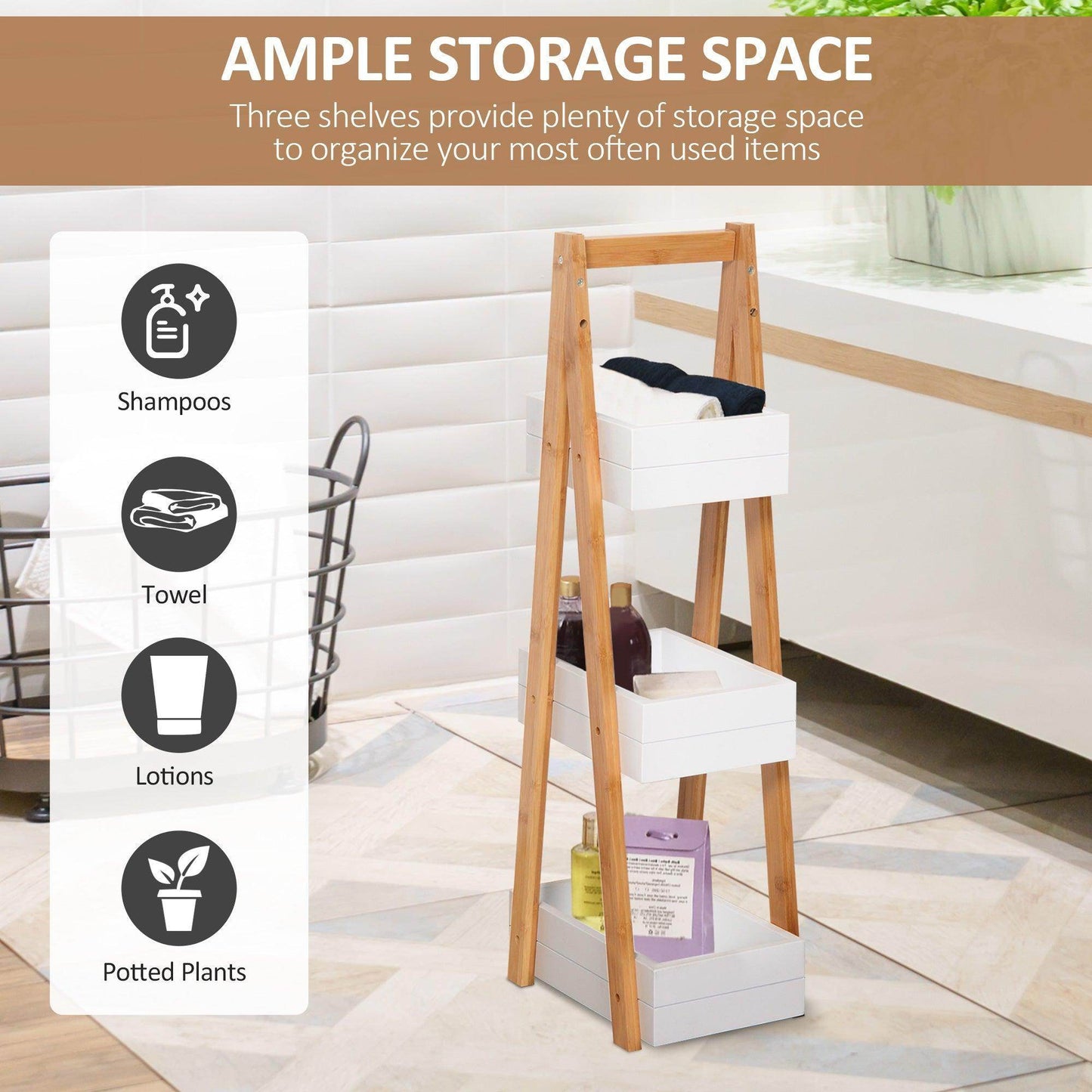 HOMCOM 3 Tier A-Frame Shower Caddy - ALL4U RETAILER LTD