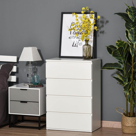 HOMCOM 4-Drawer Storage Cabinet - White - ALL4U RETAILER LTD