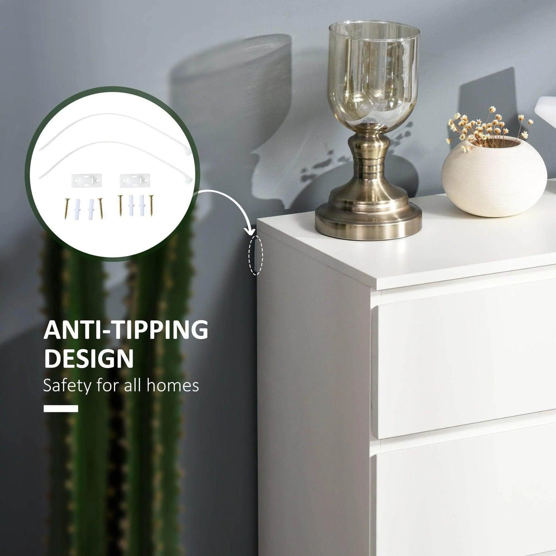 HOMCOM 4-Drawer Storage Cabinet - White - ALL4U RETAILER LTD