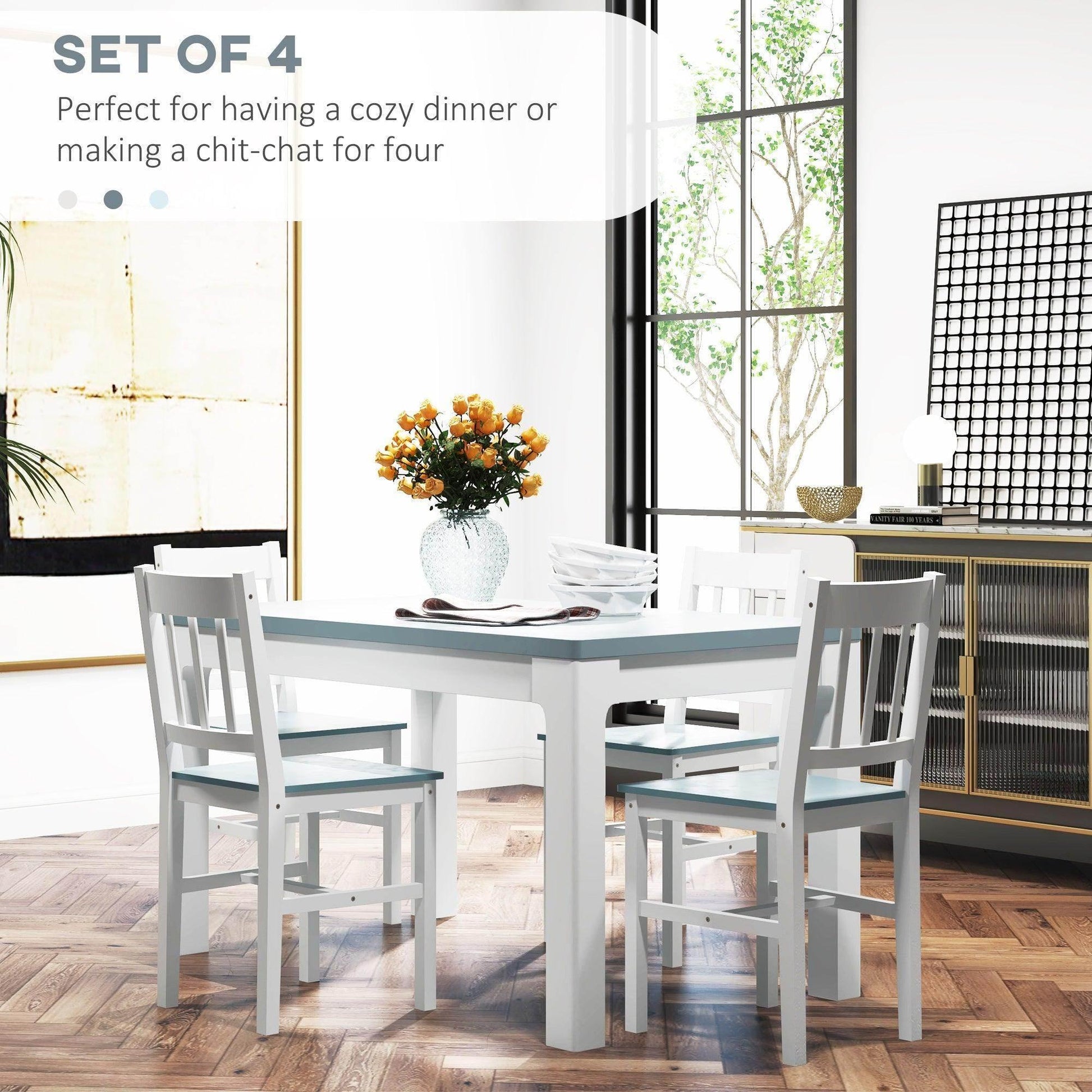 HOMCOM 4-Pack Slat Back Dining Chairs - ALL4U RETAILER LTD