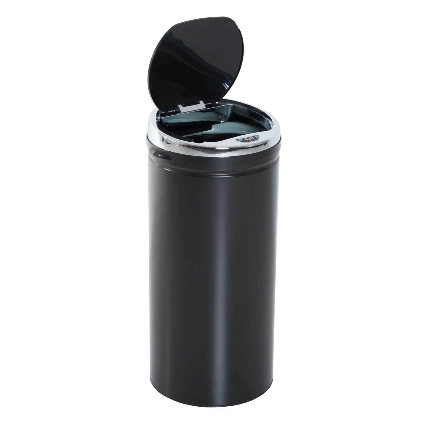 Black stainless steel sensor trash can with open lid and inner bucket from ALL4U Retailer