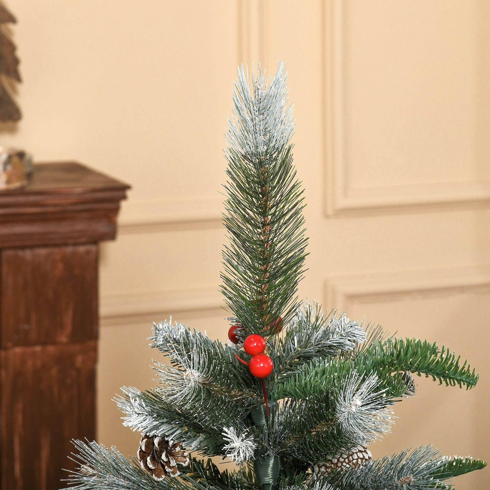 HOMCOM 4FT Snow Dipped Xmas Pencil Tree - Festive Holiday Decoration - ALL4U RETAILER LTD