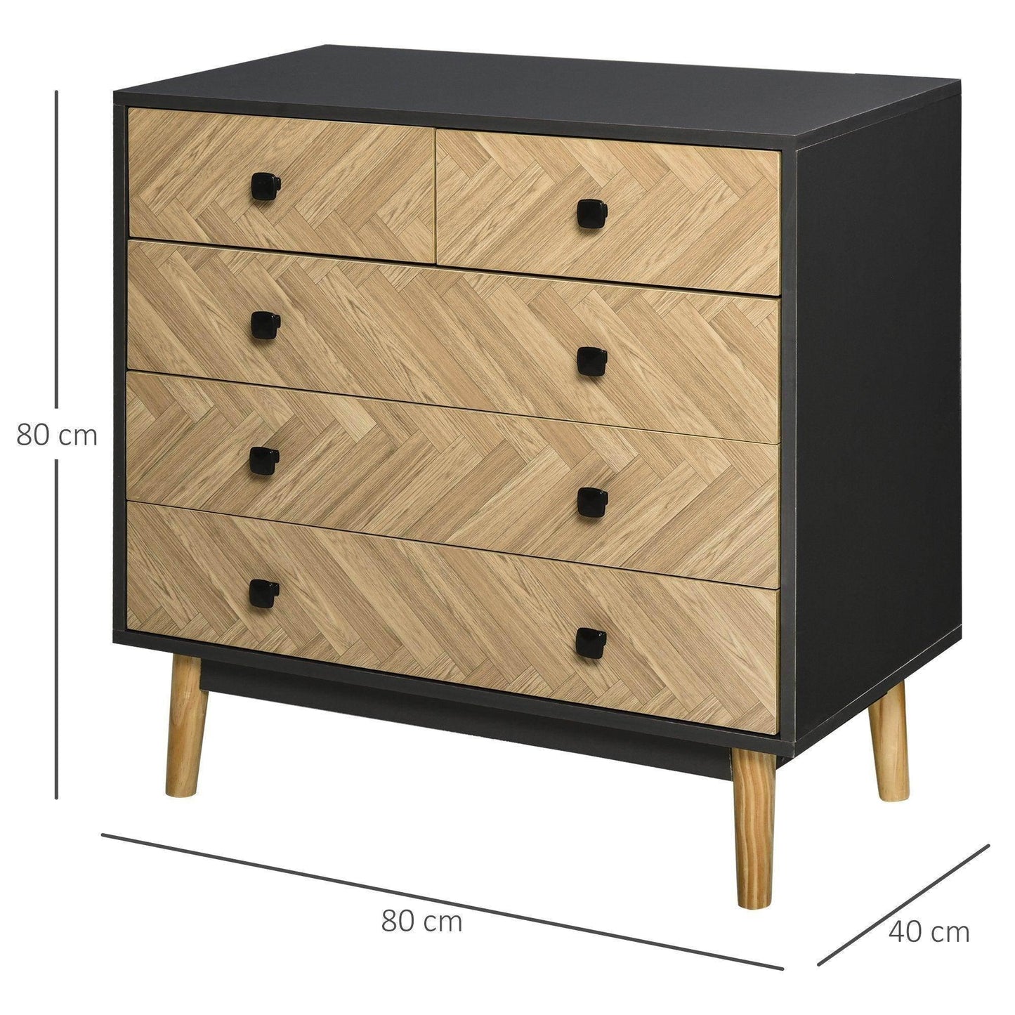 HOMCOM 5-Drawer Chest - Modern Storage Solution - ALL4U RETAILER LTD