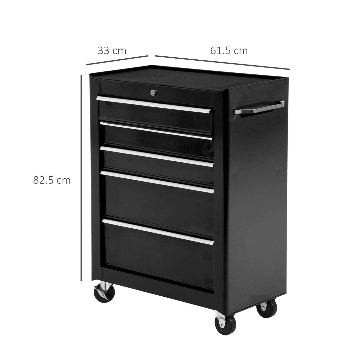 HOMCOM 5-Drawer Rolling Tool Chest in Black - ALL4U RETAILER LTD