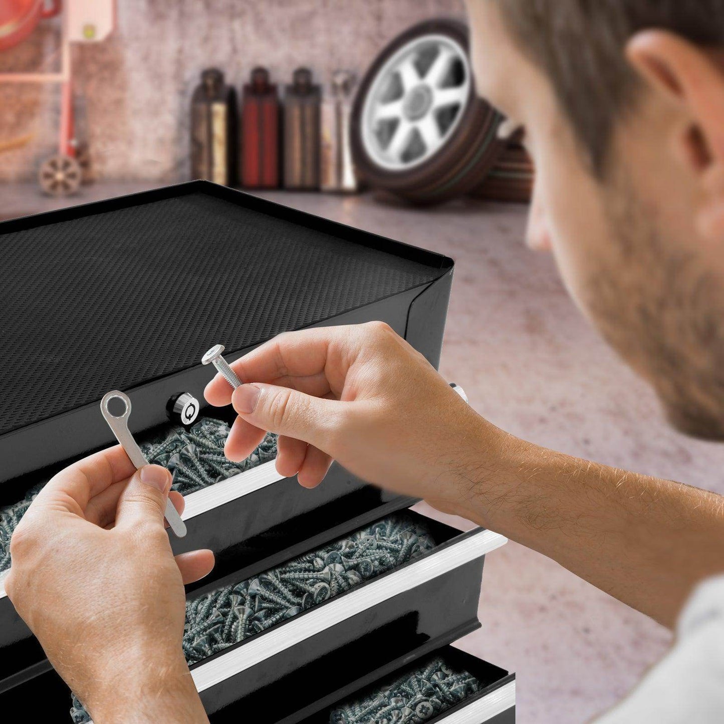 HOMCOM 5-Drawer Rolling Tool Chest in Black - ALL4U RETAILER LTD