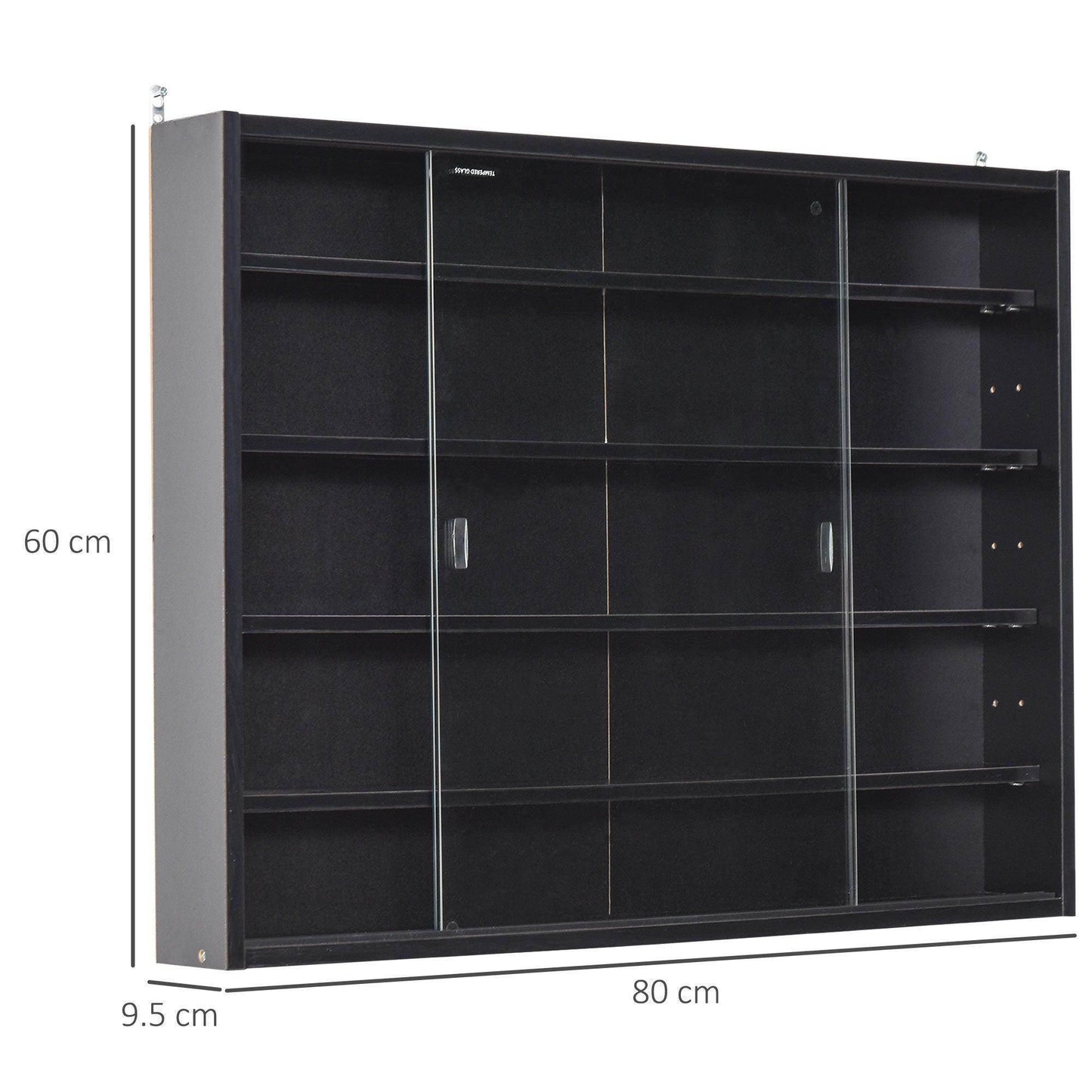 HOMCOM 5-Tier Glass Door Display Cabinet - Sleek Black - ALL4U RETAILER LTD