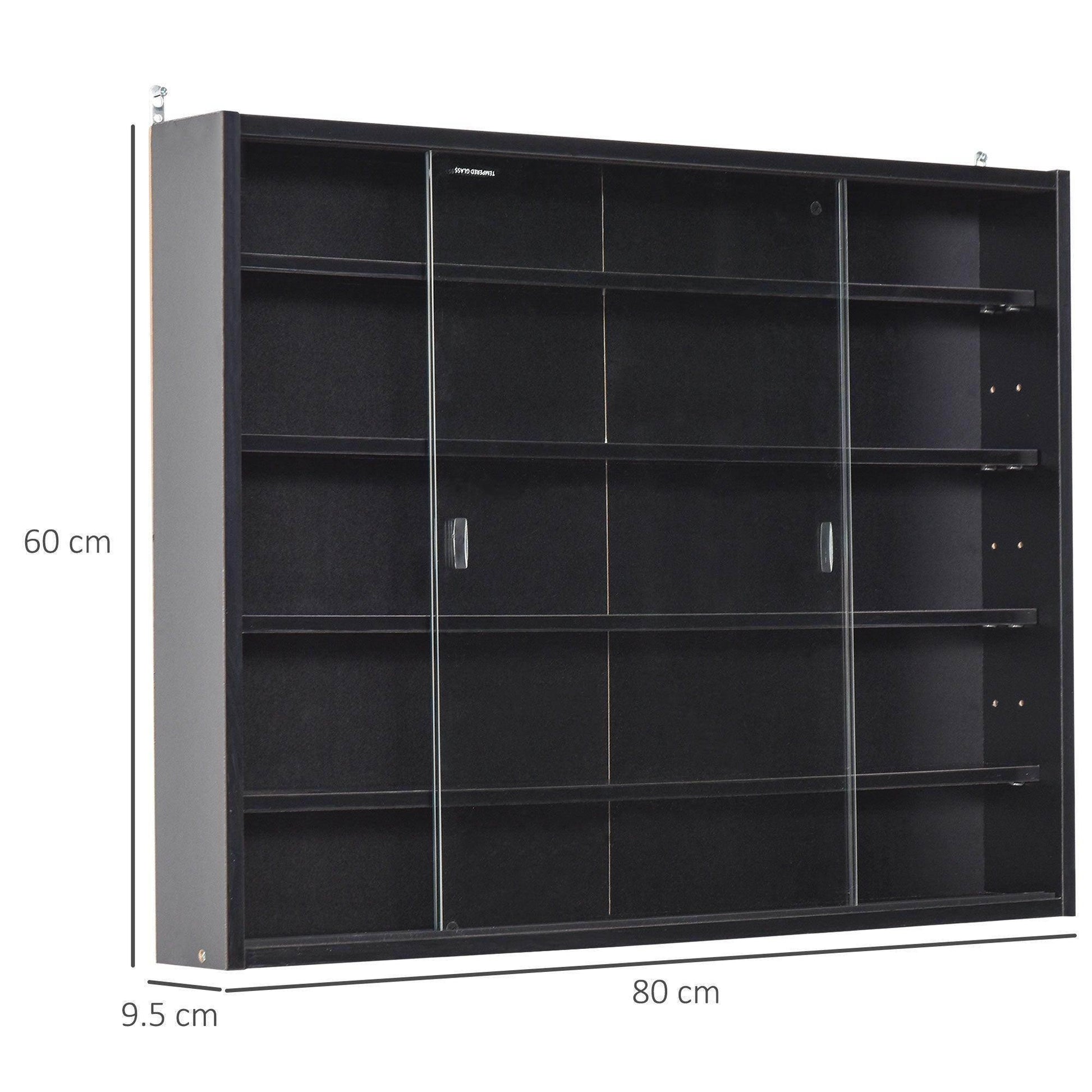 HOMCOM 5-Tier Glass Door Display Cabinet - Sleek Black - ALL4U RETAILER LTD