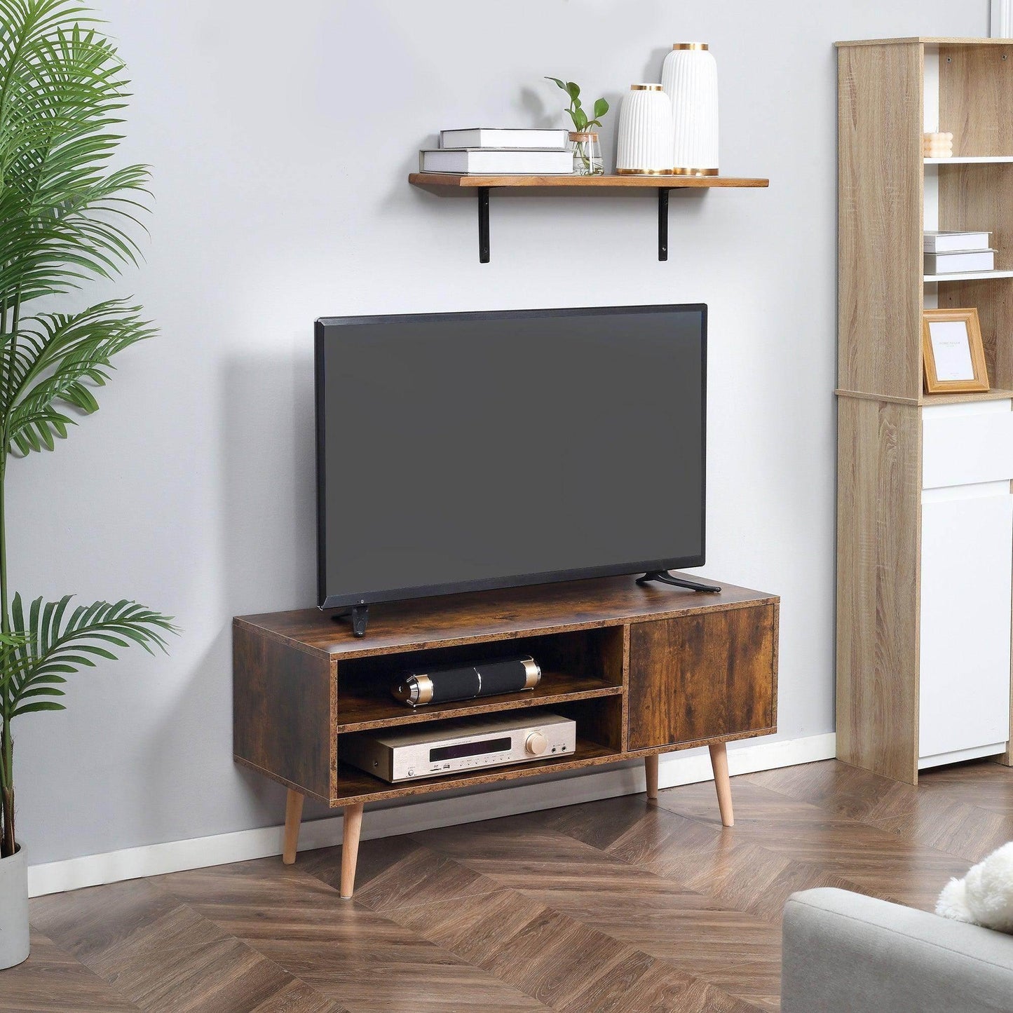 HOMCOM 55 TV Stand with Cupboard and Shelves - ALL4U RETAILER LTD
