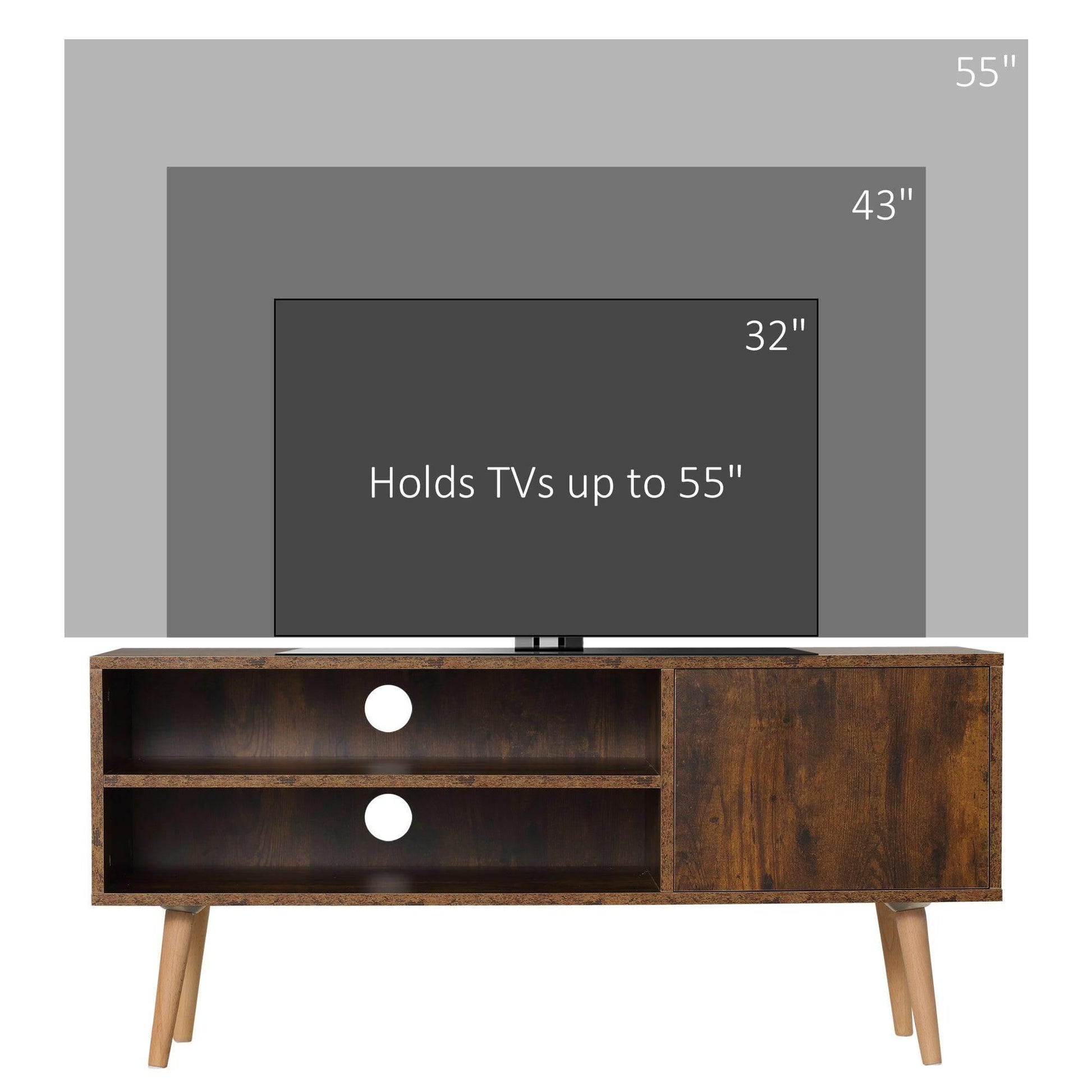 HOMCOM 55 TV Stand with Cupboard and Shelves - ALL4U RETAILER LTD