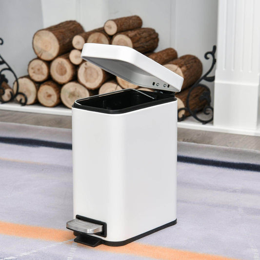 HOMCOM 5L Trash Can with Quiet-Close Lid - ALL4U RETAILER LTD