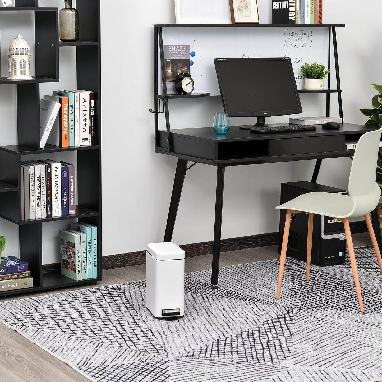 HOMCOM 5L Trash Can with Quiet-Close Lid - ALL4U RETAILER LTD