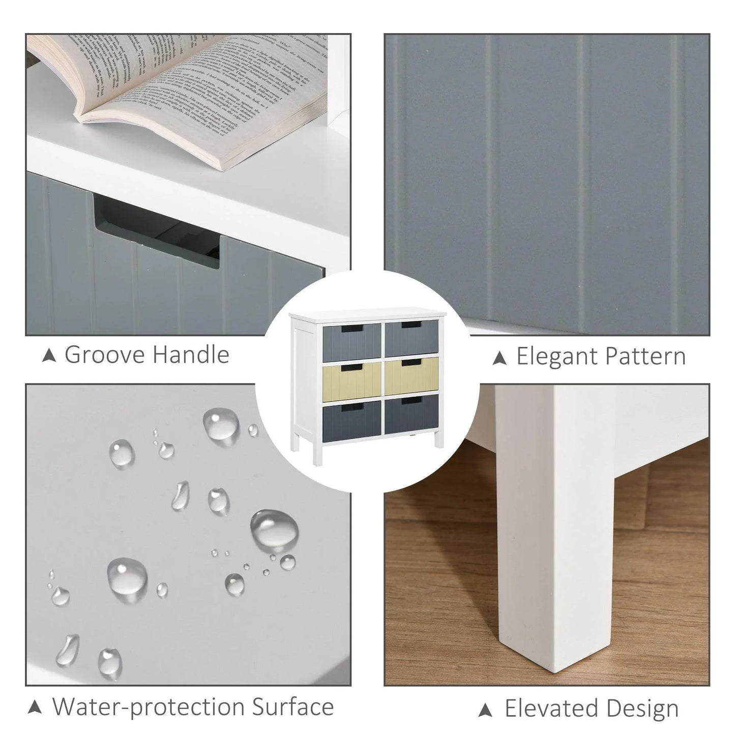 HOMCOM 6-Drawer Organiser Unit with Wood Top - ALL4U RETAILER LTD