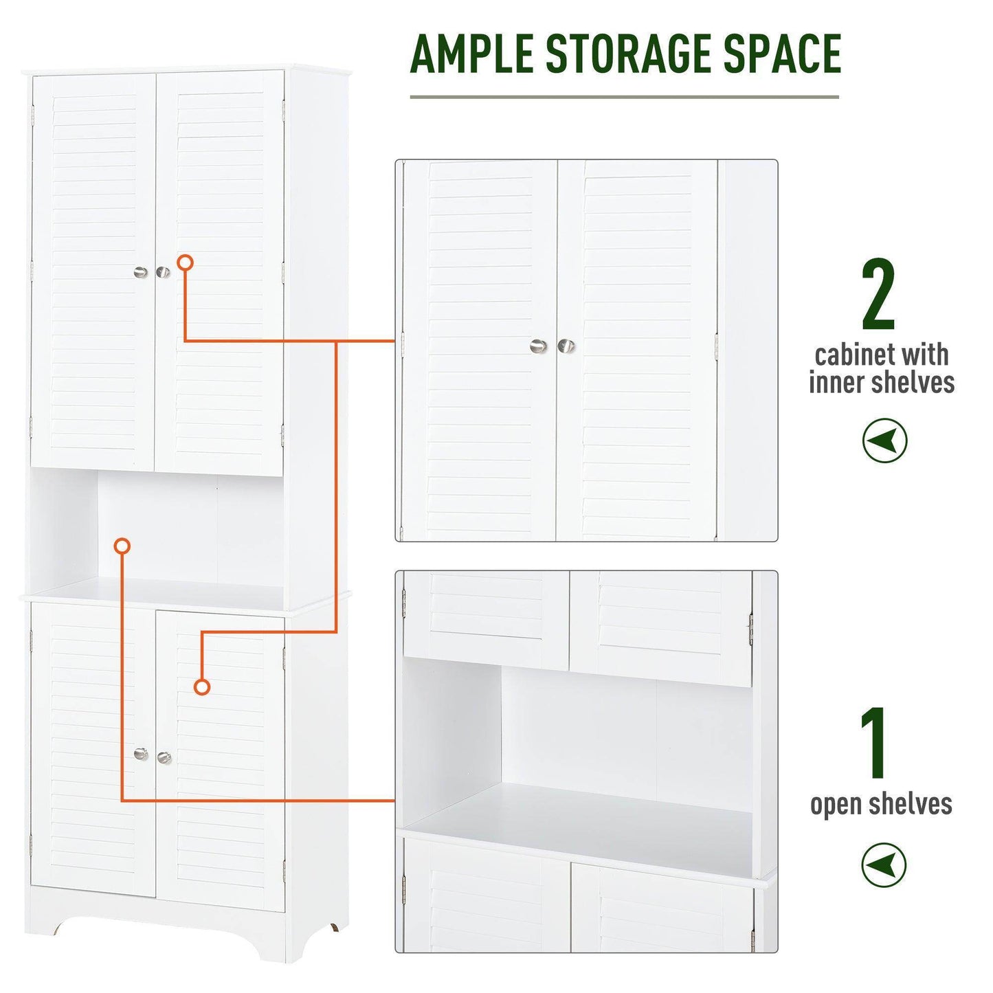 HOMCOM 6-Tier White Bathroom Storage Cabinet - ALL4U RETAILER LTD