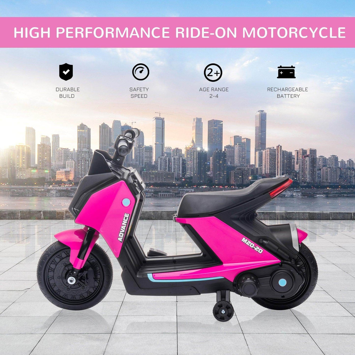 HOMCOM 6V Kids Electric Motorbike - Pink - ALL4U RETAILER LTD