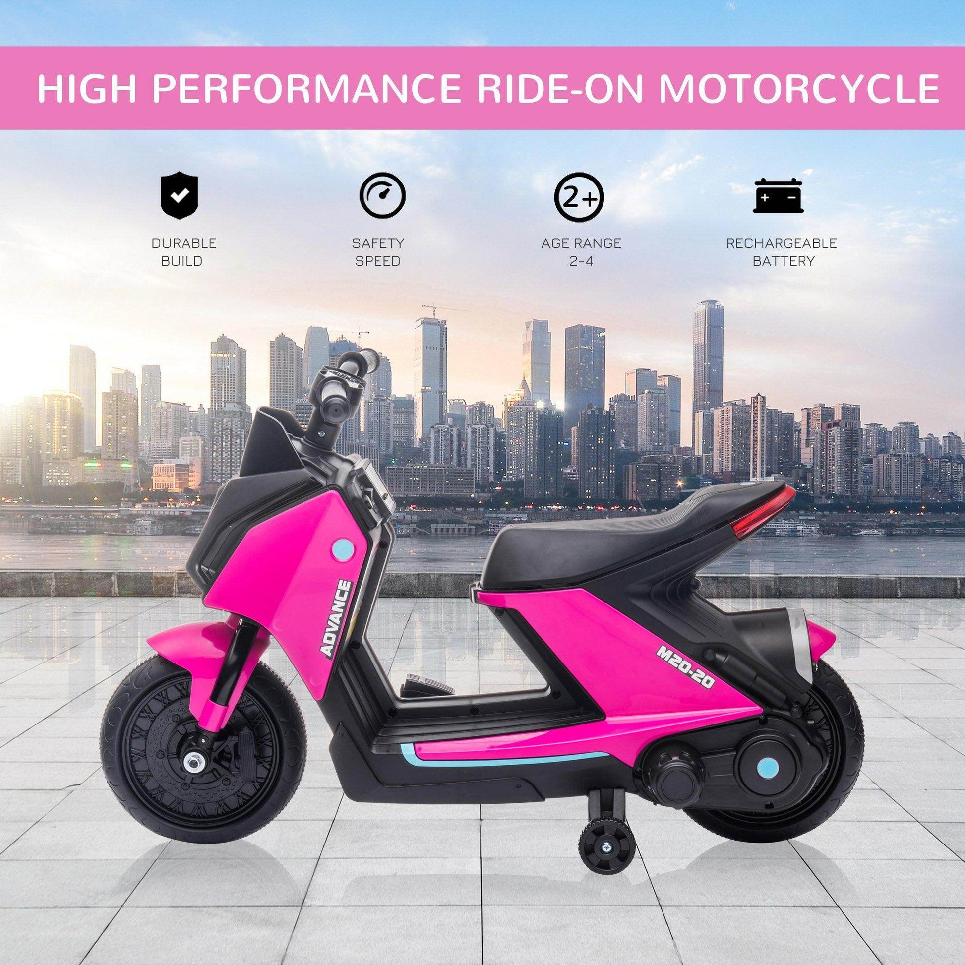 HOMCOM 6V Kids Electric Motorbike - Pink - ALL4U RETAILER LTD