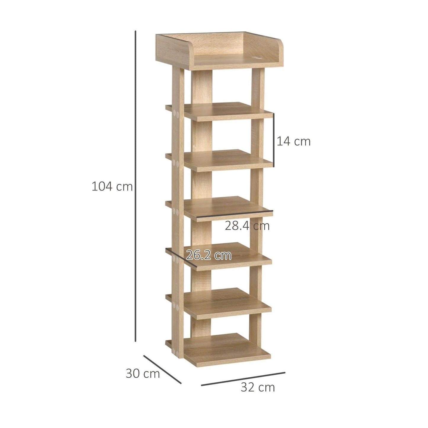 HOMCOM 7-Tier Wooden Shoe Rack Cabinet - ALL4U RETAILER LTD