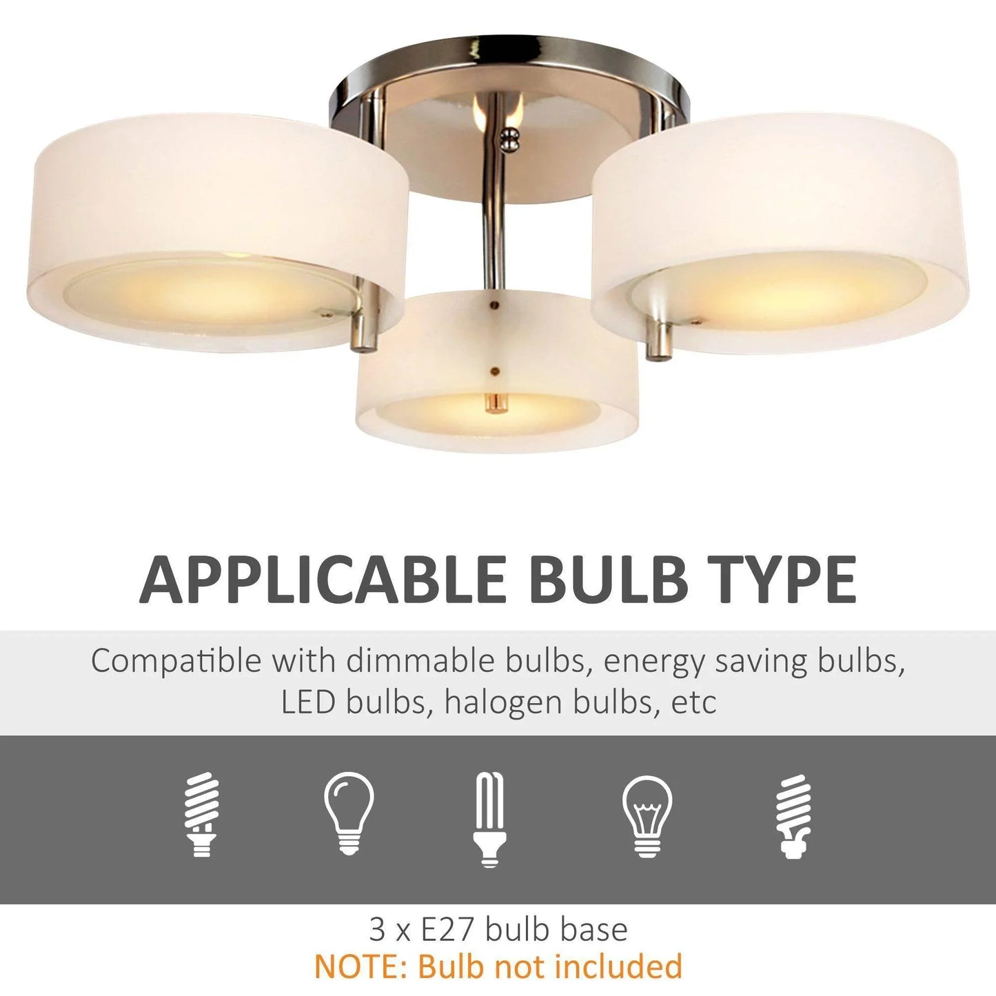 HOMCOM Acrylic Pendant Chandelier with Chrome Finish - ALL4U RETAILER LTD