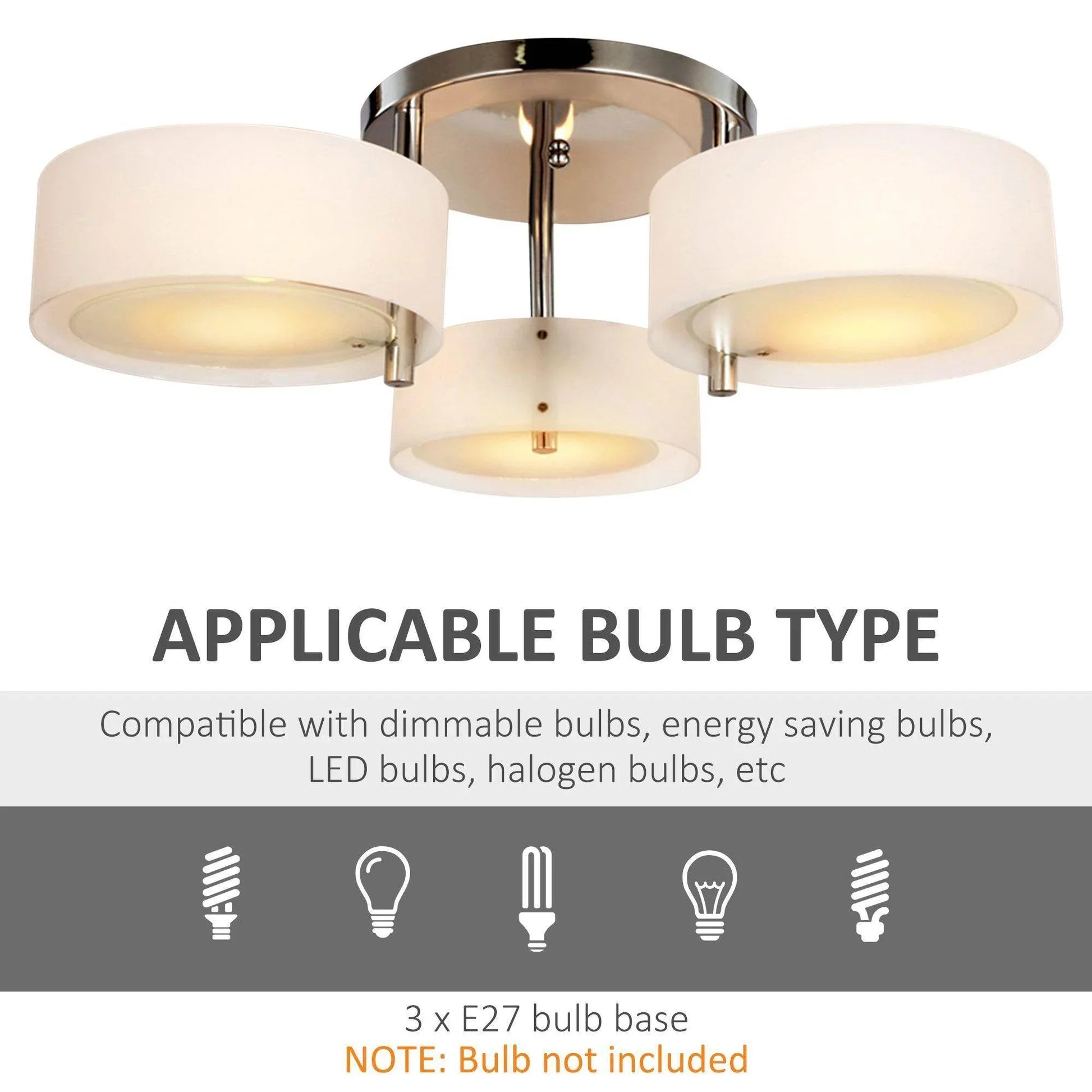 HOMCOM Acrylic Pendant Chandelier with Chrome Finish - ALL4U RETAILER LTD