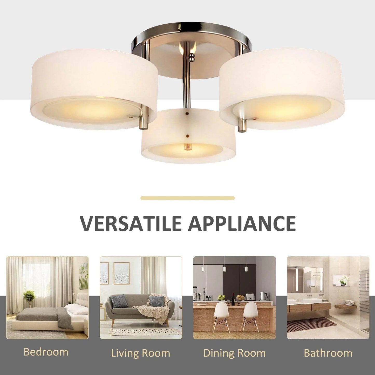 HOMCOM Acrylic Pendant Chandelier with Chrome Finish - ALL4U RETAILER LTD