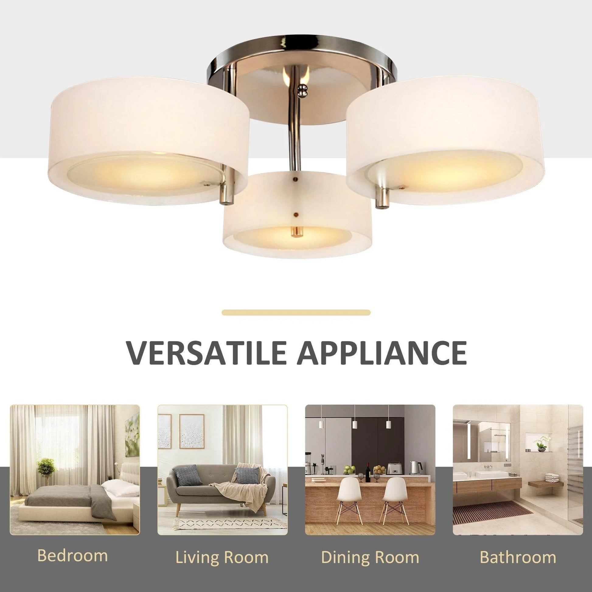 HOMCOM Acrylic Pendant Chandelier with Chrome Finish - ALL4U RETAILER LTD