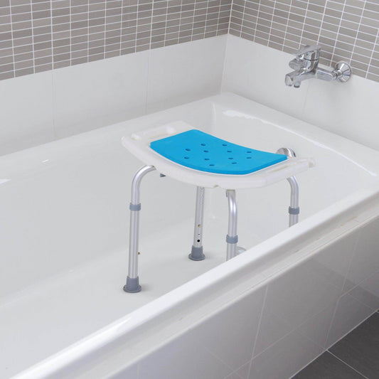 HOMCOM Adjustable Aluminium Bath Chair - Blue - ALL4U RETAILER LTD