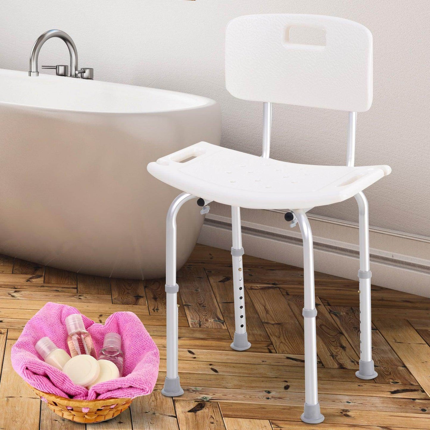 HOMCOM Adjustable Bath Stool - Elderly Shower Safety - ALL4U RETAILER LTD