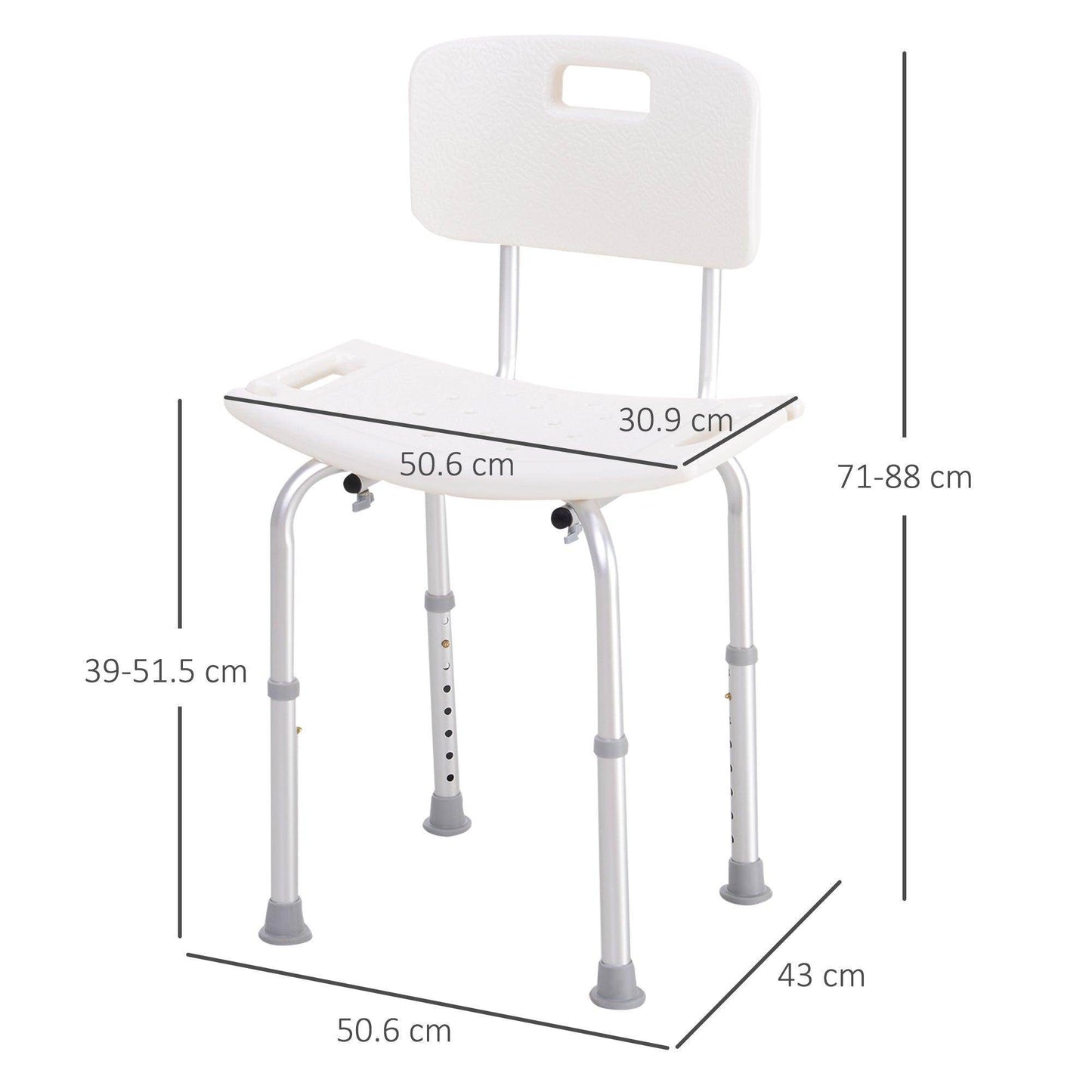 HOMCOM Adjustable Bath Stool - Elderly Shower Safety - ALL4U RETAILER LTD