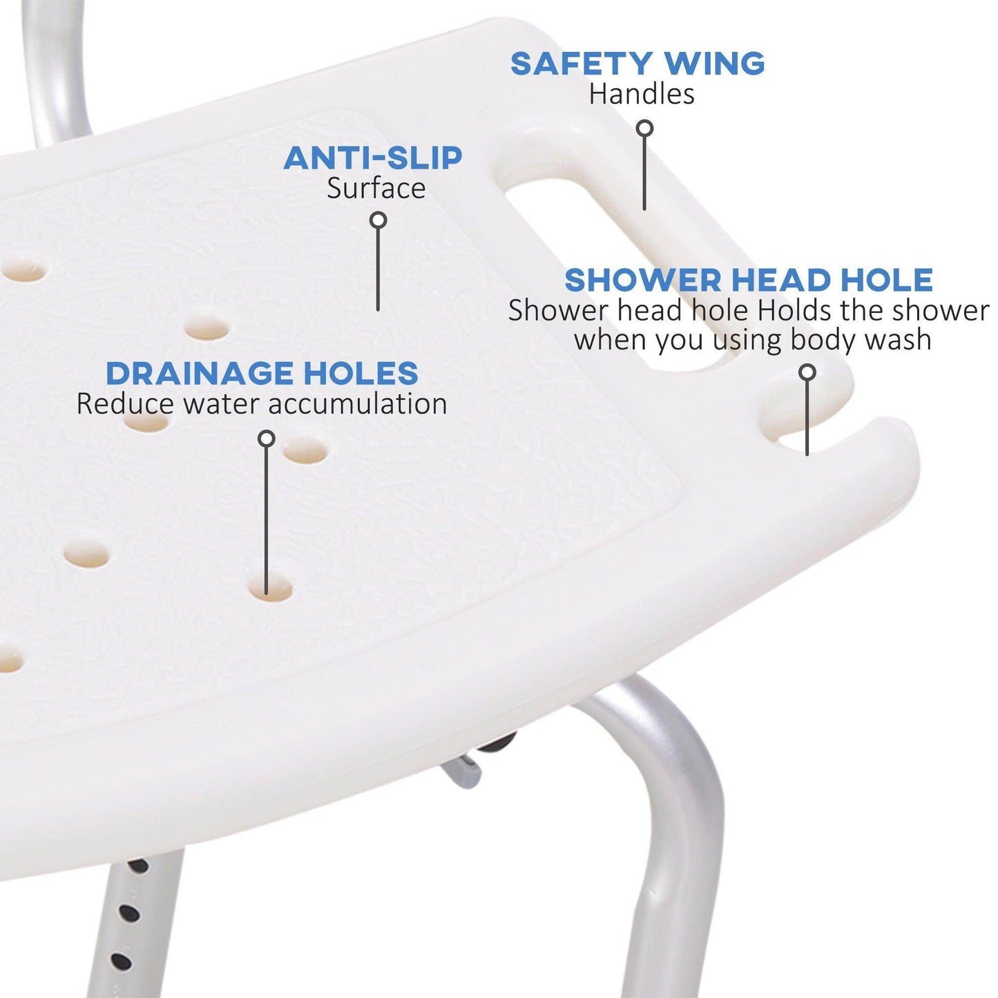 HOMCOM Adjustable Bath Stool - Elderly Shower Safety - ALL4U RETAILER LTD