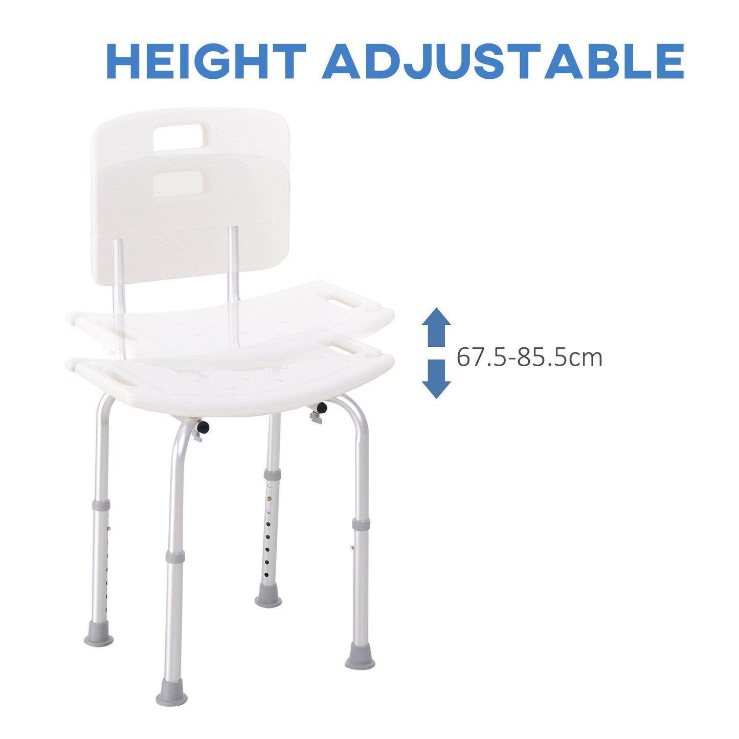 HOMCOM Adjustable Bath Stool - Elderly Shower Safety - ALL4U RETAILER LTD