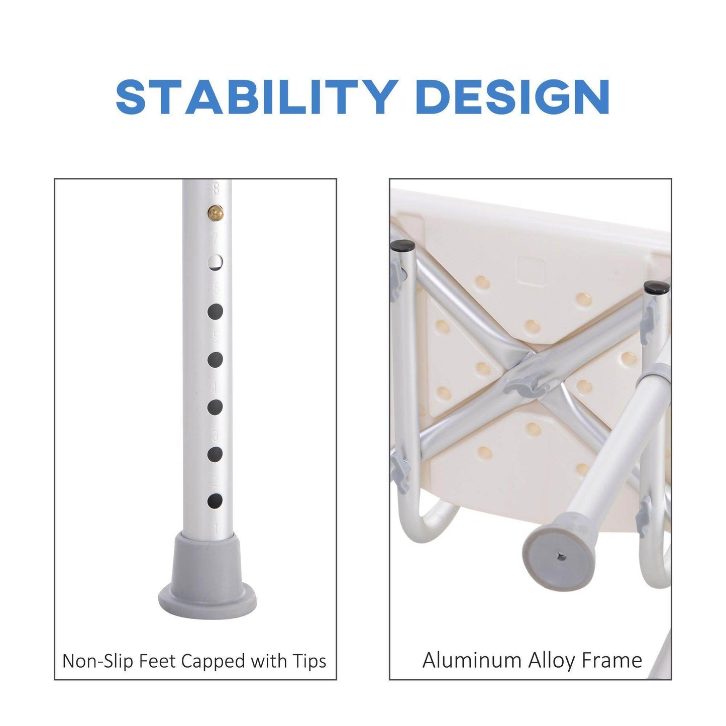 HOMCOM Adjustable Bath Stool - Elderly Shower Safety - ALL4U RETAILER LTD