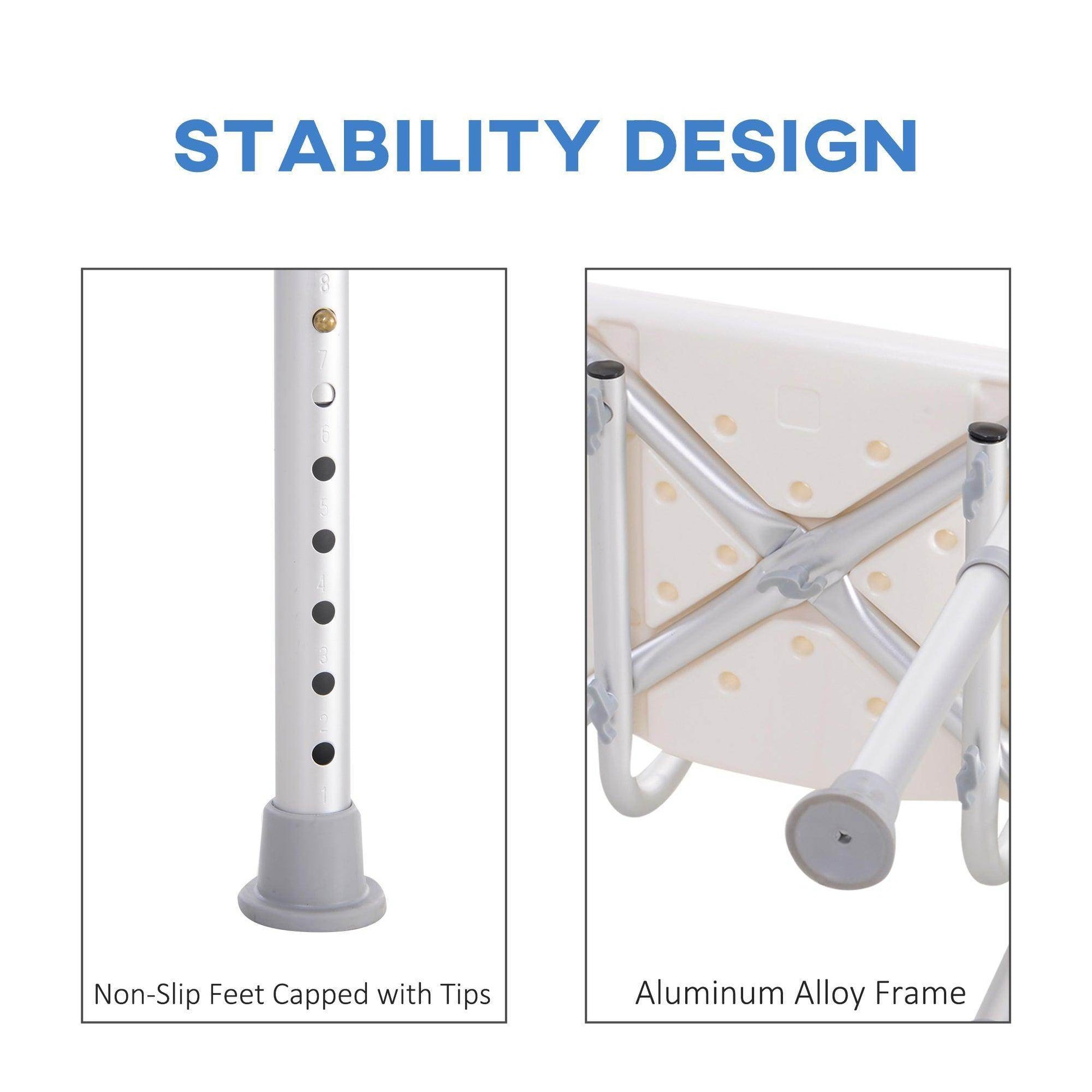 HOMCOM Adjustable Bath Stool - Elderly Shower Safety - ALL4U RETAILER LTD