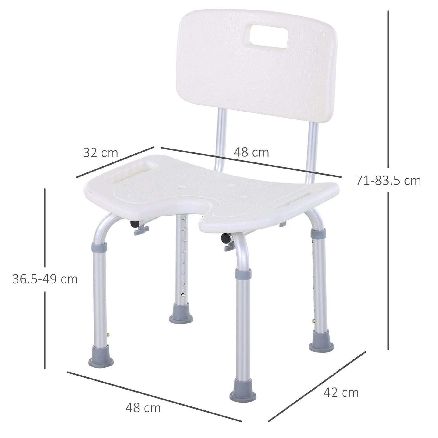 HOMCOM Adjustable Bath Stool with Handle - ALL4U RETAILER LTD